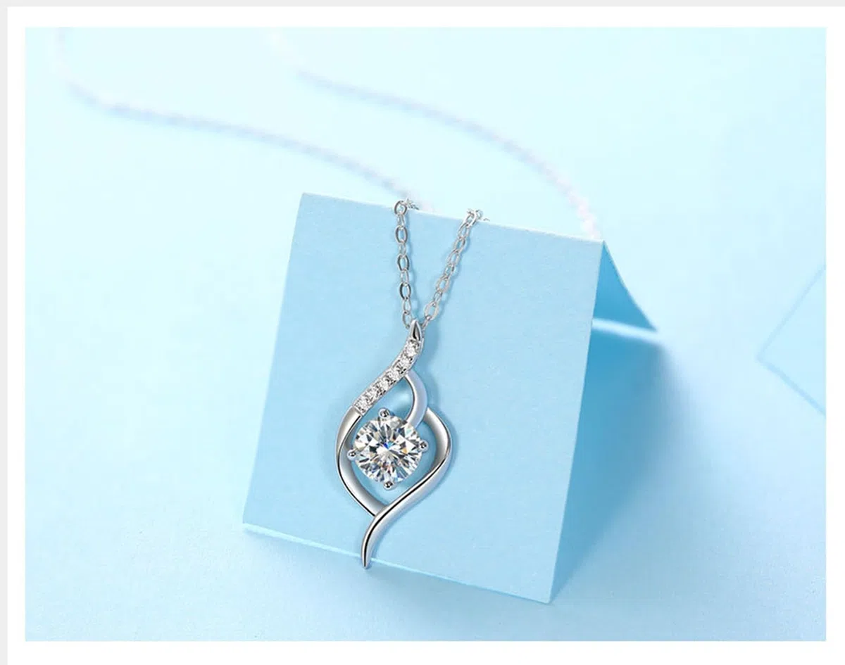 Collar de cadena ajustable para mujer, oro blanco/platino, oro blanco, cadena trenzada para el día de San Valentín, moissanita