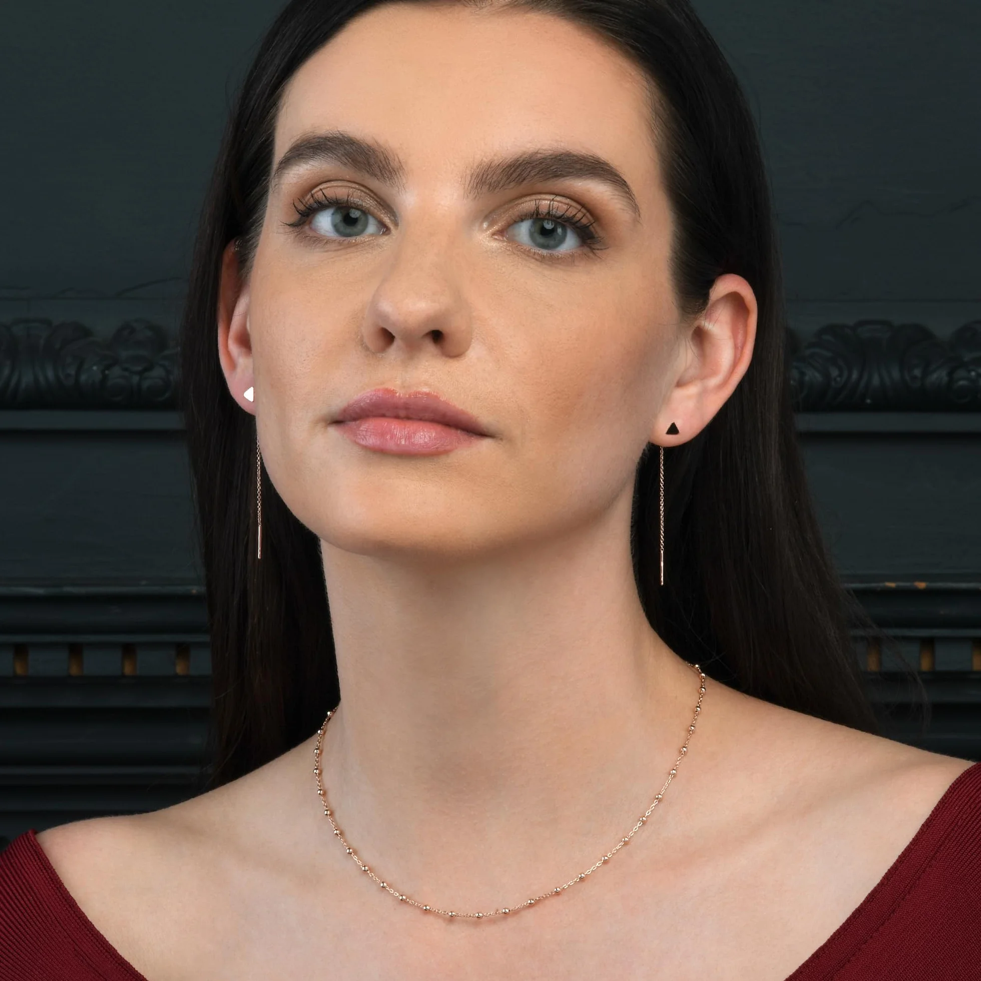 namana Delicado Collar de Cadena en Plata de Ley 925, Collares de Cadena de Bolas en Plata, Oro u Oro Rosa, Lindos Collares de Cadena con Pequeñas Cuentas Para Mujer