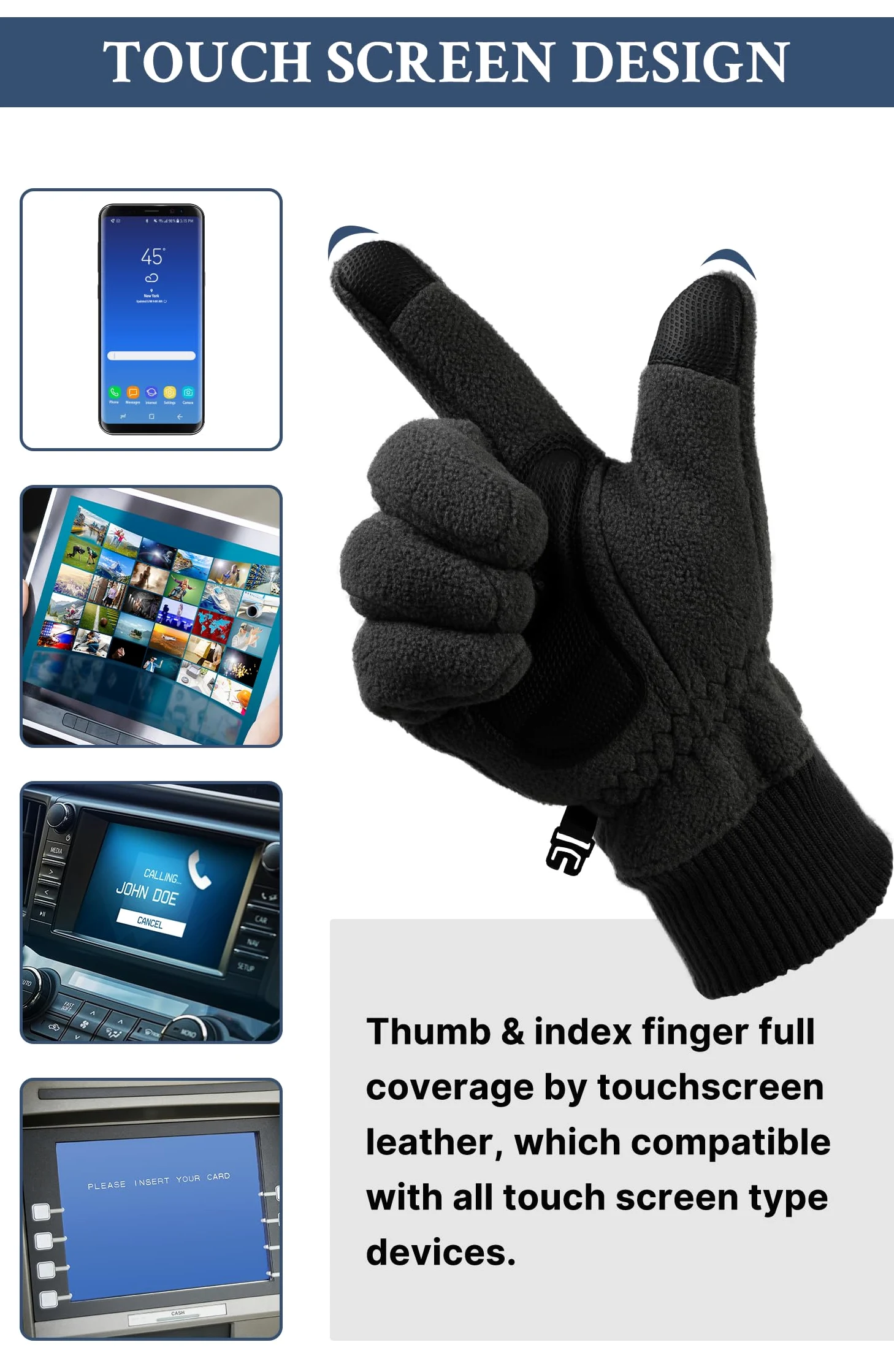 Guantes de invierno para mujeres y hombres - Guantes de invierno para mujeres en clima frío, pantalla táctil grande, sólidos, ligeros, impermeables y térmicos para correr, ciclismo,