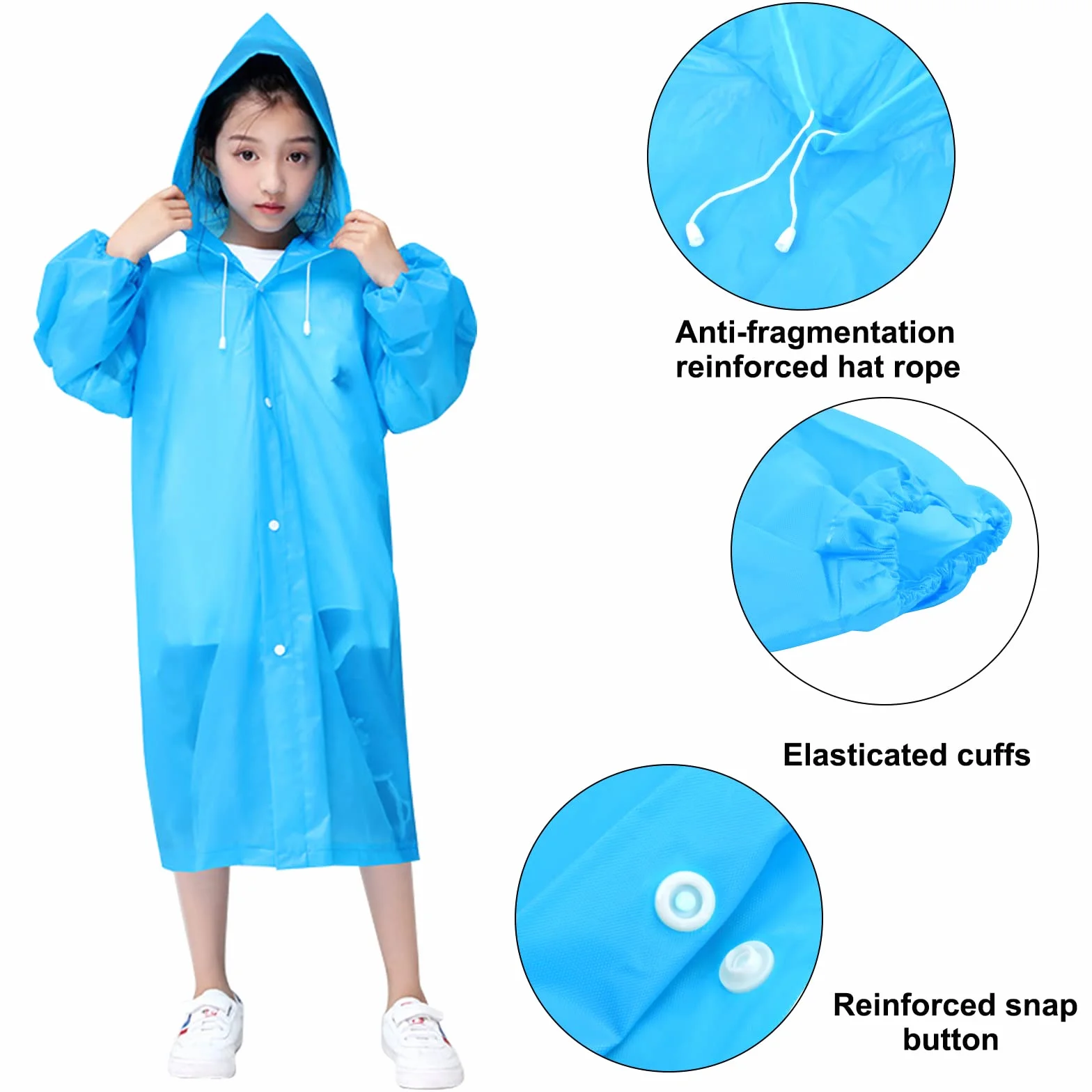 2 Piezas Chubasquero para Niños, Espesar EVA Chubasqueros Impermeable Chaquetas de Lluvia para Niños Niñas Chubasquero Lluvia Reutilizable con Capucha Capa de Lluvia Poncho de Lluvia (Rosa+Azul)