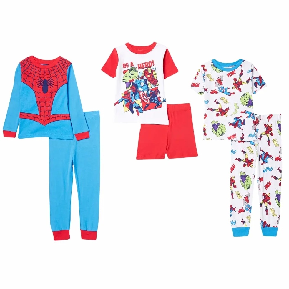 Marvel Conjunto de Pijama de algodón de 6 Piezas de Los Vengadores para niños, Suave y Lindo para niños, Edad de Oro, 2