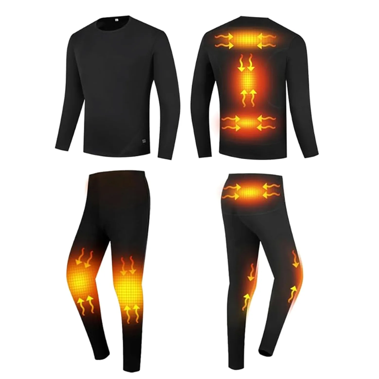Ropa Interior Térmica Calefactada de Invierno para Hombre, Capa Base Calefactada con USB y 3 Controles de Temperatura, Camiseta y Pantalones Calefactados más Cálidos,L