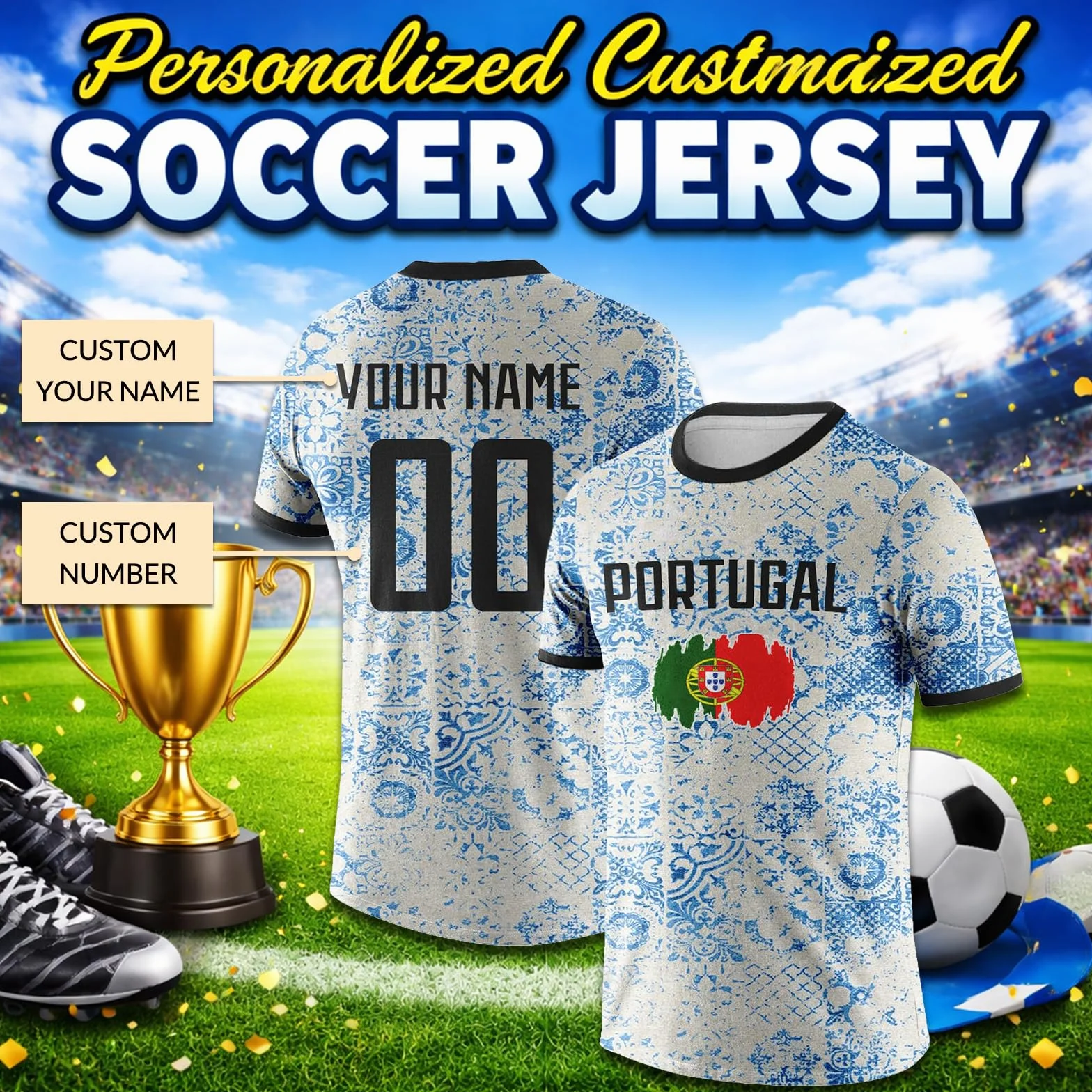 Genérico Camisetas de fútbol Personalizada para el Mundial 2026, Nombre número Camiseta fútbol Personalizada para Hombre Mujer niños