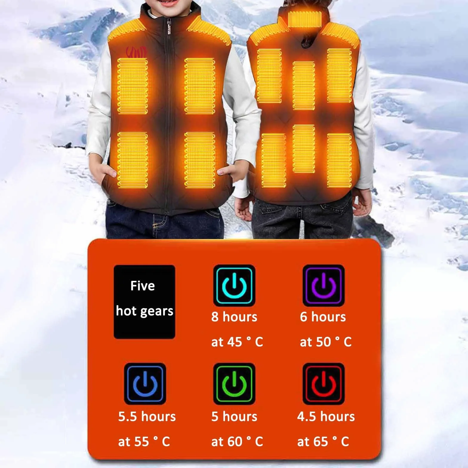 YAOJIWANG Chaleco Calefactable para Niños Chaqueta Impermeable Softshell con Calefaccion USB