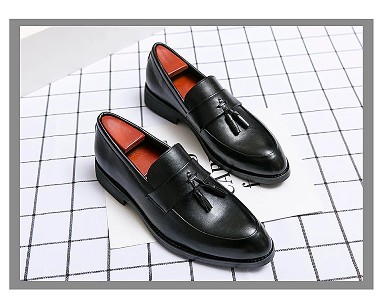 Mocasines Sin Cordones con Borlas De Cuero para Hombre Mocasines De Fumar Clásicos Penny Flats para Vestidos Informales De Negocios Fiesta De Graduación