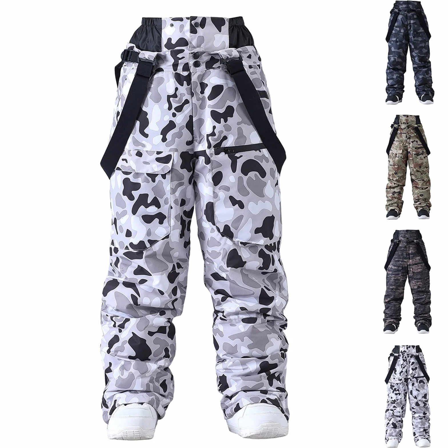 Pantalones de esquí impermeables hombre camuflaje snowboard doble espesor alpin montaña calientes invierno
