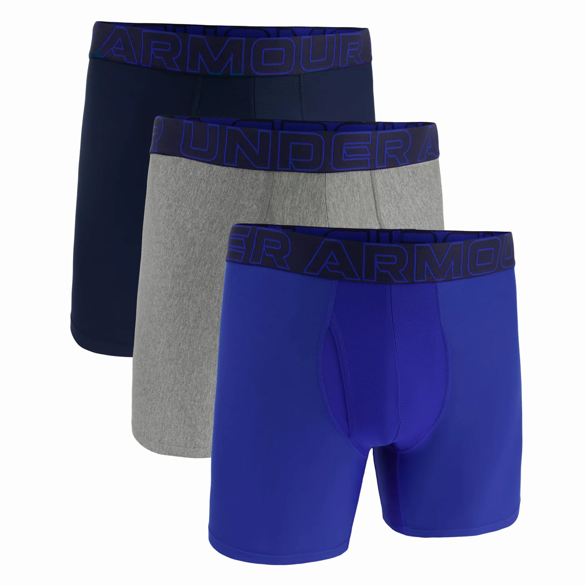 Under Armour Pack de 3 Bóxers Tech Performance para Hombre, Largo de Pierna de 15 cm – Transpirable, Absorbe la Humedad, Tacto Suave, Comodidad Todo el Día