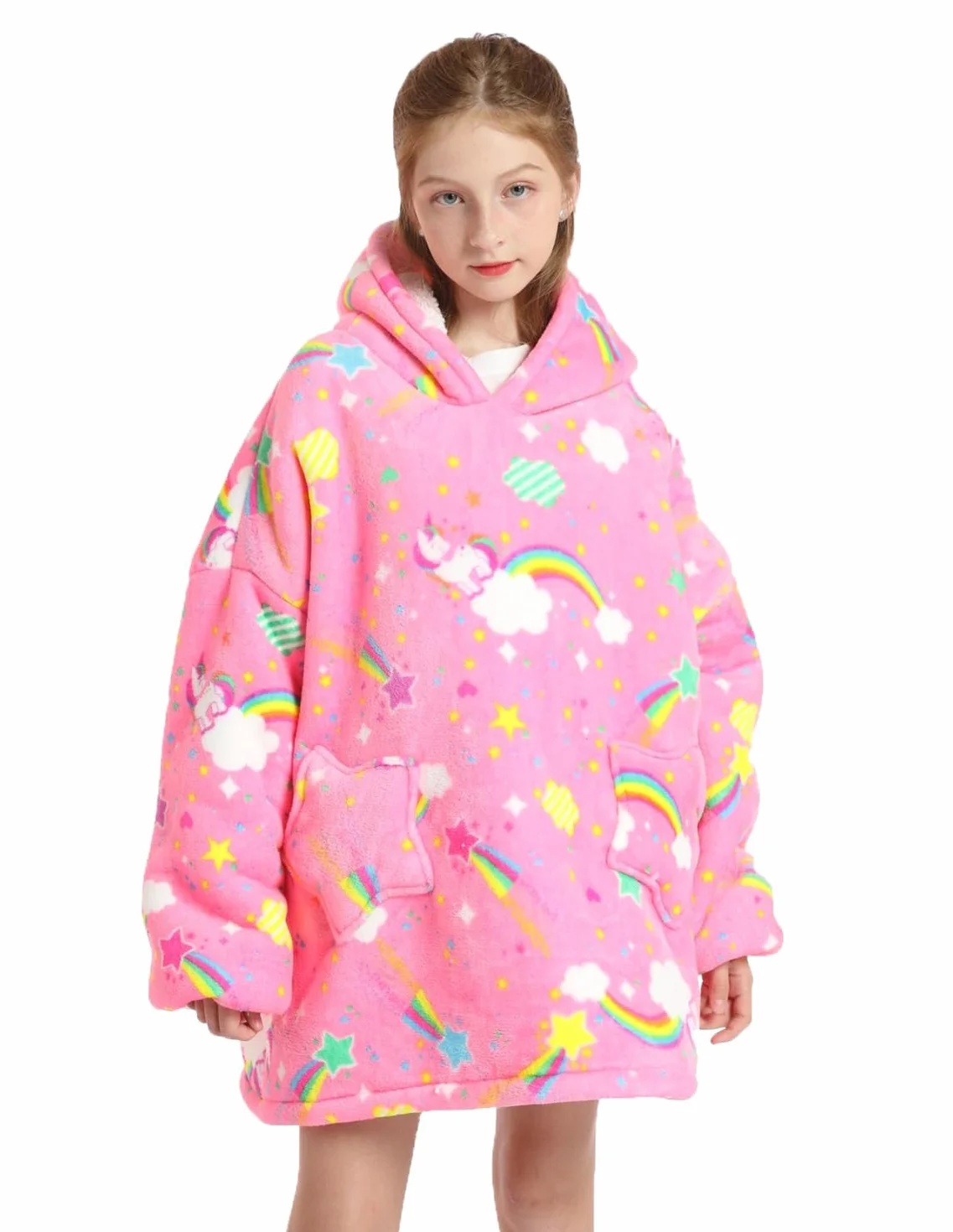 Sudadera con Capucha para Niñas Sudadera con Capucha de Gran Tamaño para Niños con Bolsillo Ropa de Invierno