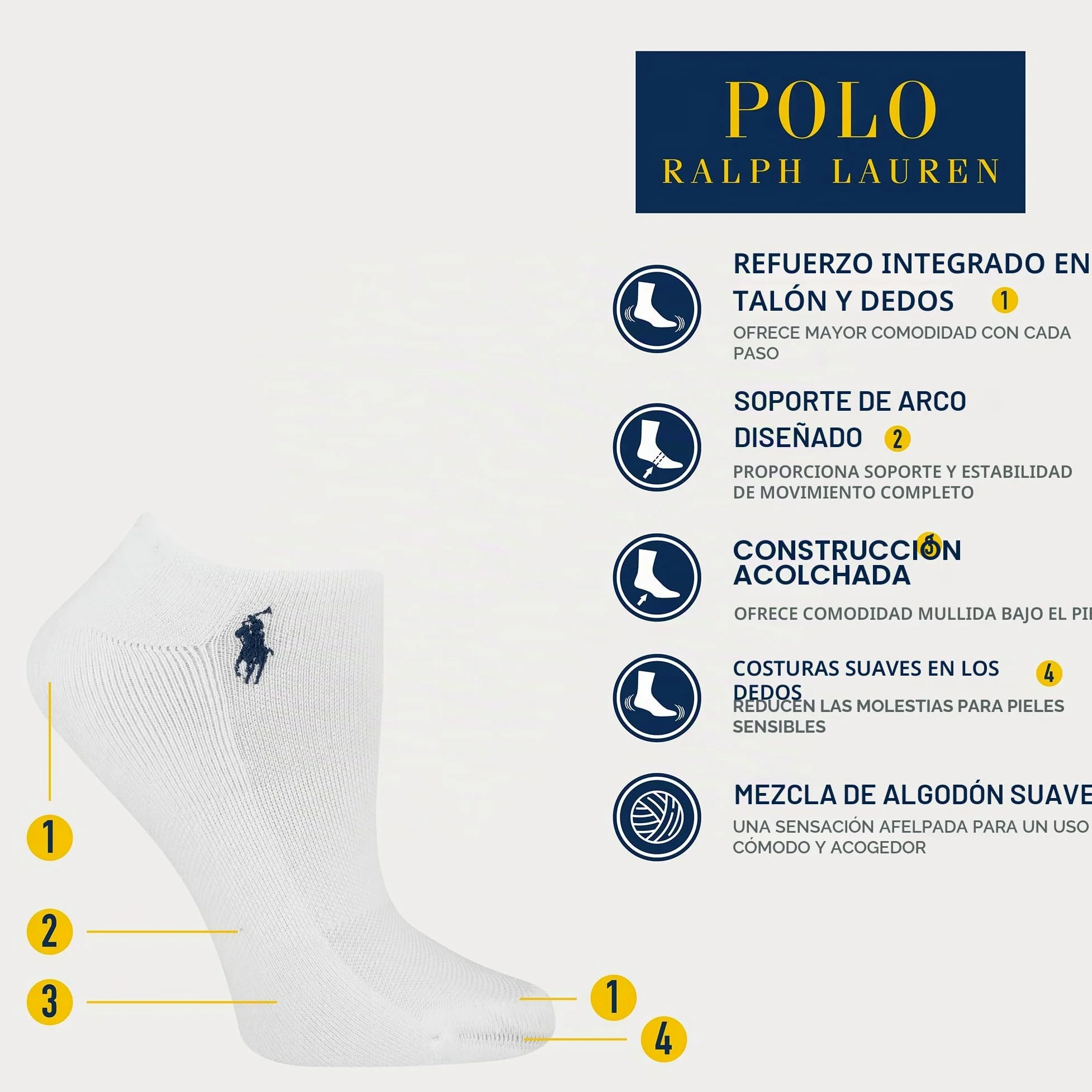Polo Ralph Lauren Calcetines de algodón de corte bajo para mujer, paquete de 6 pares, malla transpirable y amortiguación deportiva, Gris variado, 4-10