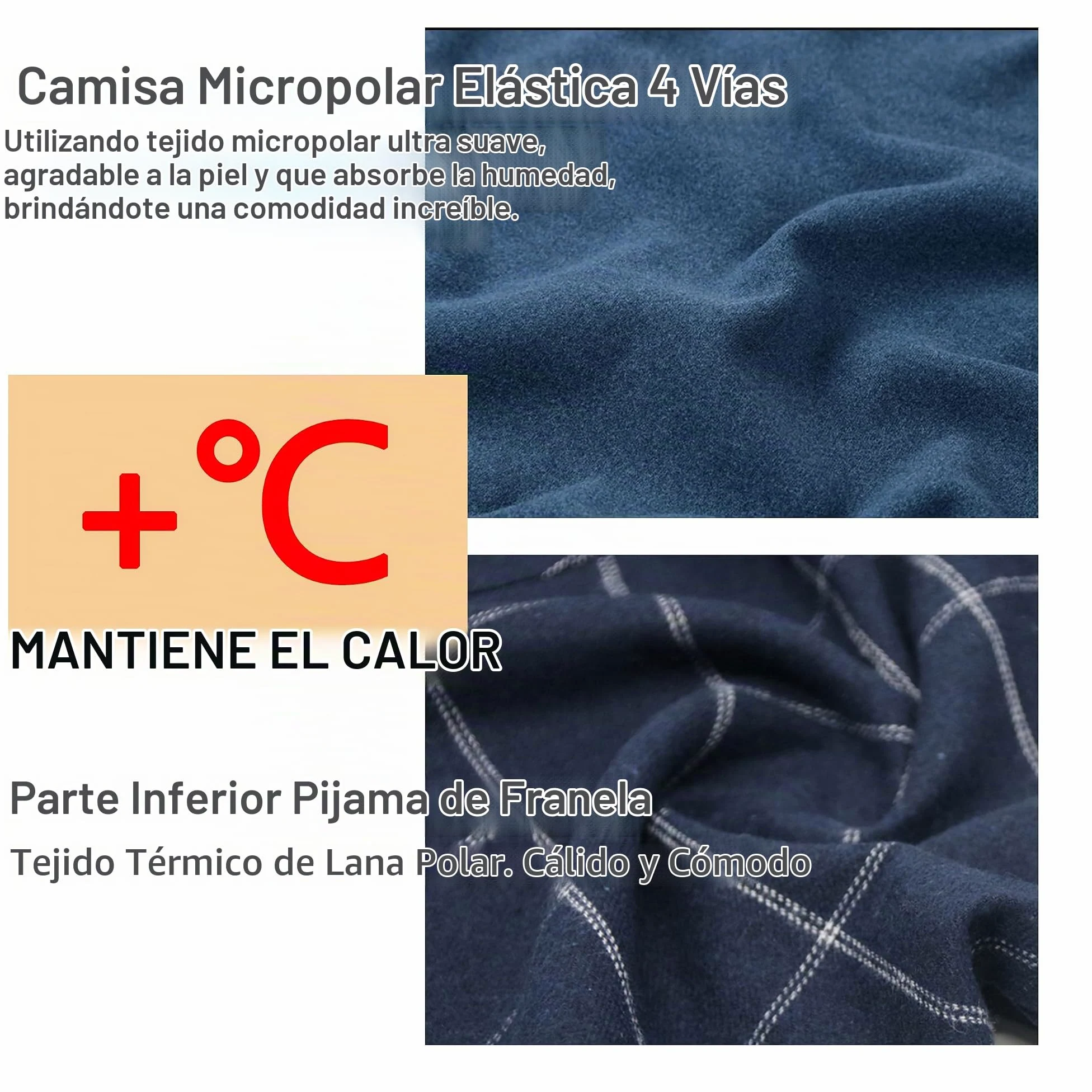 YUSHOW Pijama Hombre Invierno Pijama con Manga Larga Polar y Pantalón Largo de Algodón a Cuadros Conjunto de Pijama Cómodo y Calentito