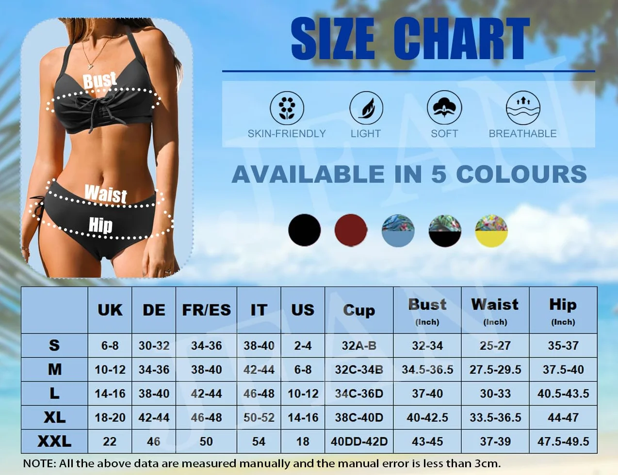 JFAN Traje de Baño Mujer Dos Piezas Bikini Push Up Flores Clásicas