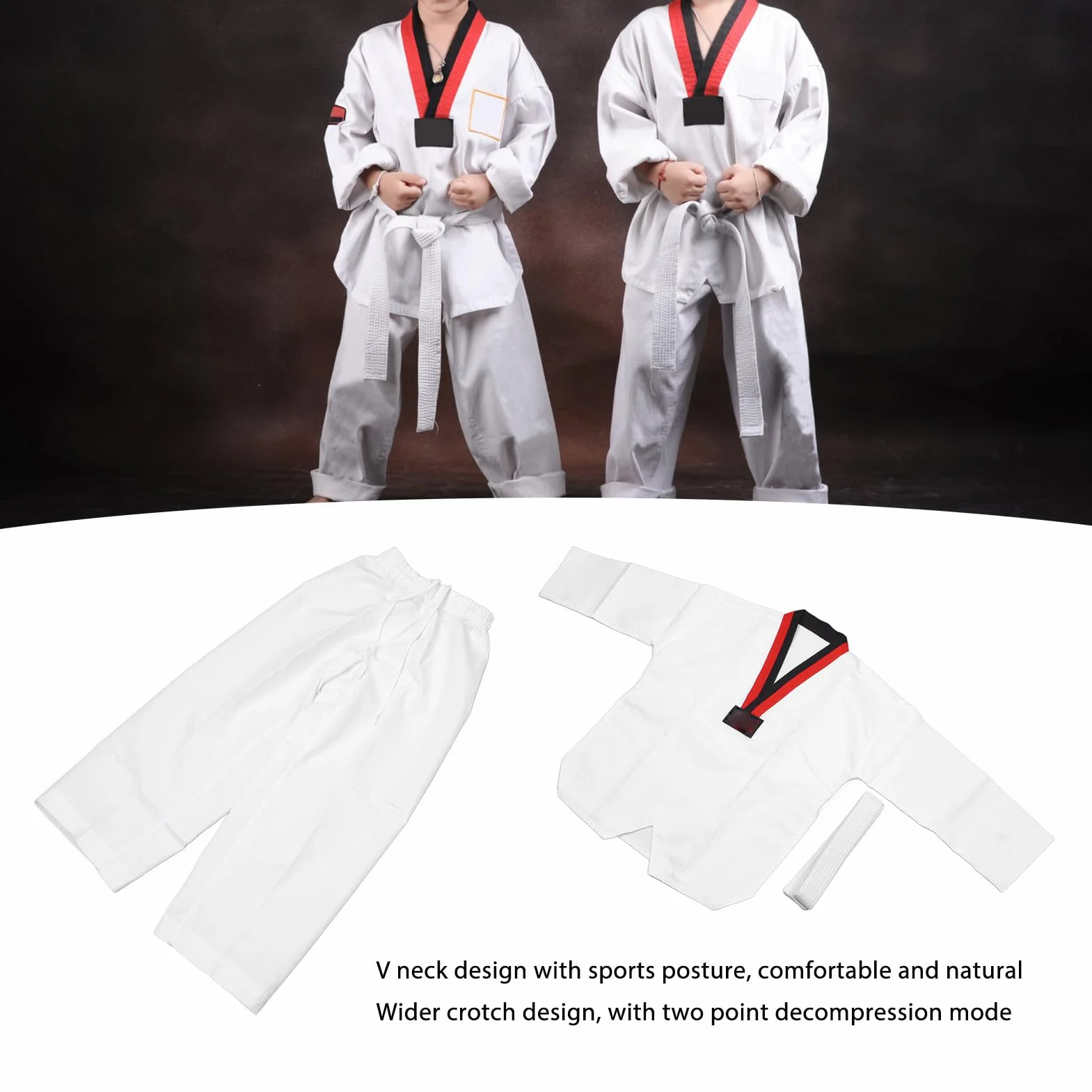 Traje de taekwondo para niños 136-146 cm Dobok uniforme entrenamiento transpirable ligero