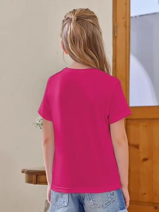 Haloumoning Camisetas de manga corta para niña, camisetas de verano, cuello redondo, informal, camisetas de gran tamaño