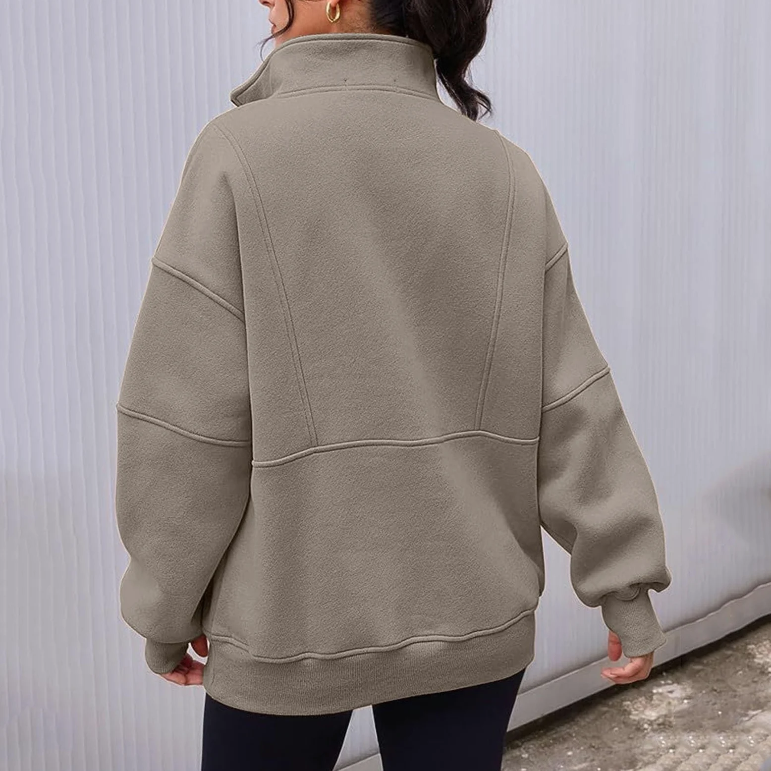 Sudaderas de ajuste holgado con forro polar para mujer, cuello alto, ropa de campo, cremallera, casual, bloque de color, suéteres occidentales, ligeros, góticos, suaves, modernos, sudaderas con cuello