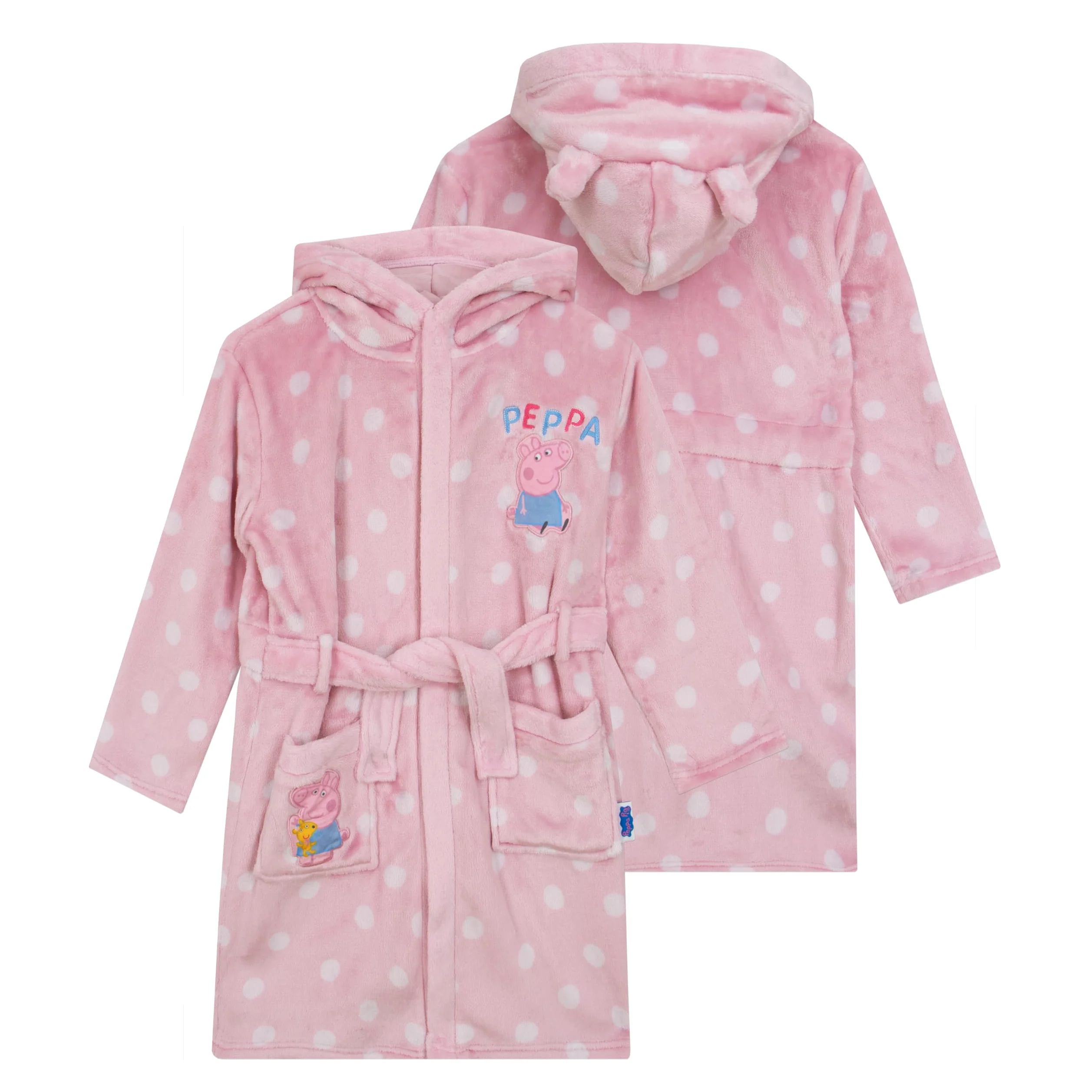 Peppa Pig Bata Polar Esponjoso Albornoz Baño Niña | Albornoz De Niña Con Capucha Y Orejas 3D | Rosa | 18-24 Meses