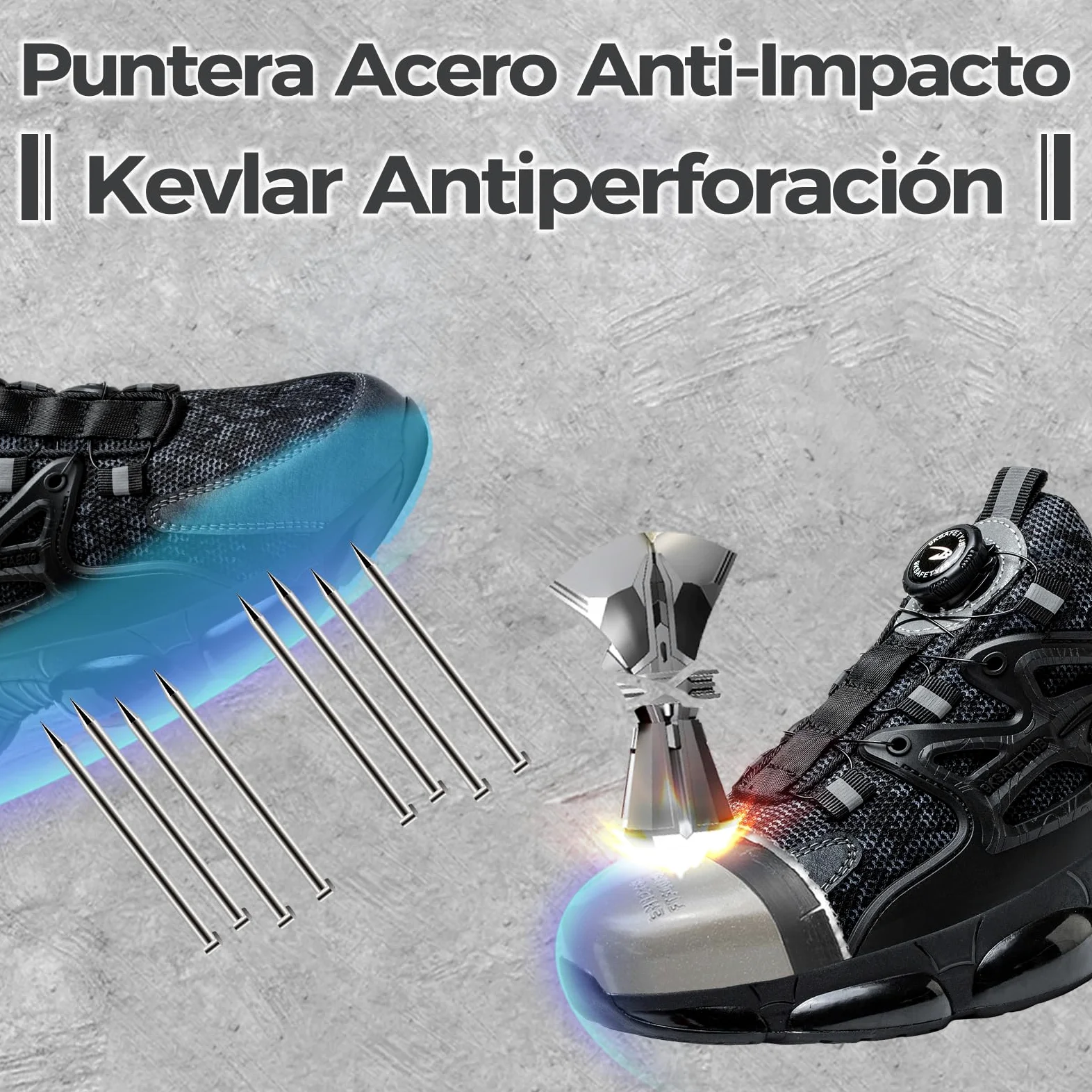 Zapatos de Seguridad para Hombre Mujer Puntera de Acero Zapatillas Trabajo Transpirable Ligero Liberación Comodo Rápida Calzado de Seguridad 36-48 EU