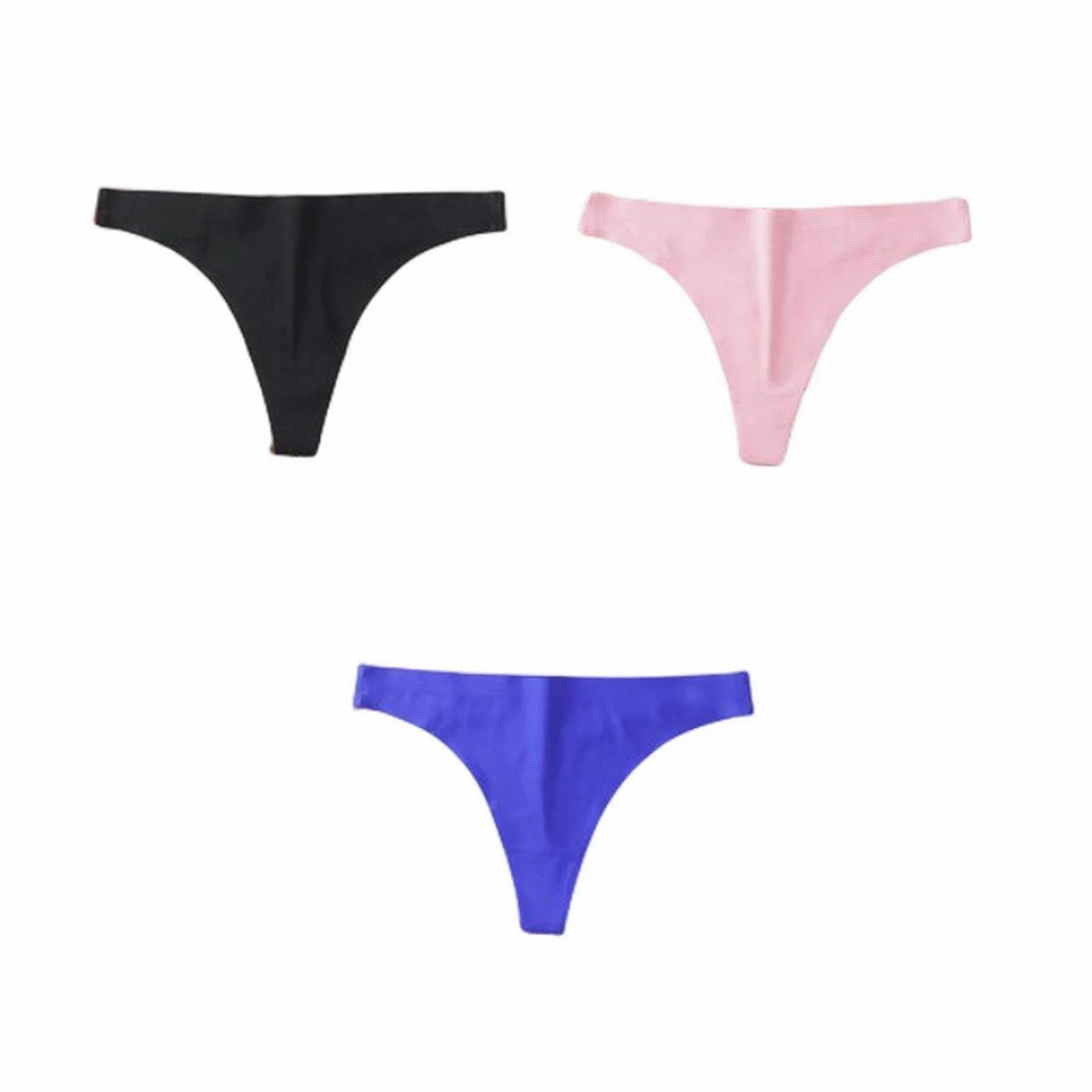 Bragas Mujer 3 Pcs/Paquete De Hielo Seda Mujeres G String Tanga Color Sin Costuras Bikini Bikini Briefs
