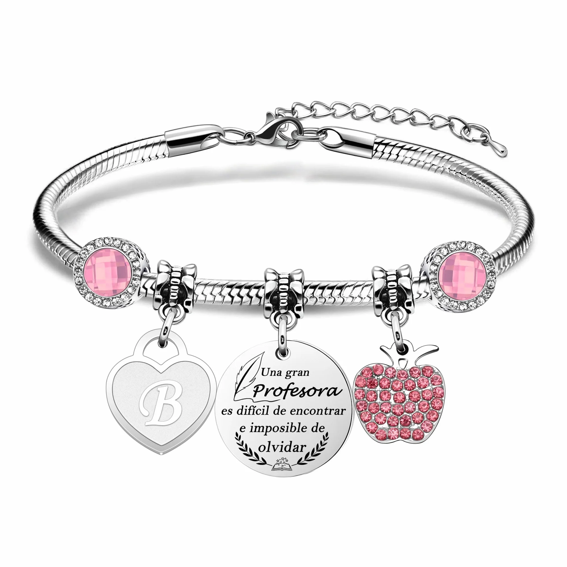 Pulsera con Iniciales para Profesoras Regalo Día del Maestro Mujer