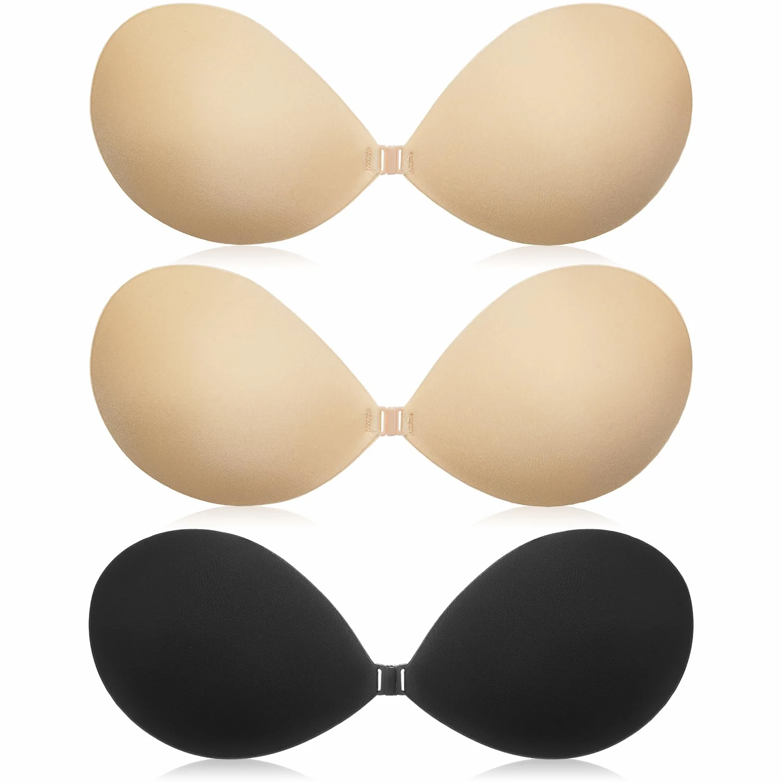 Flintronic 3 Pares Sujetador Adhesivo sin Tirantes, Invisible Silicona Bra Push Up, Reutilizable