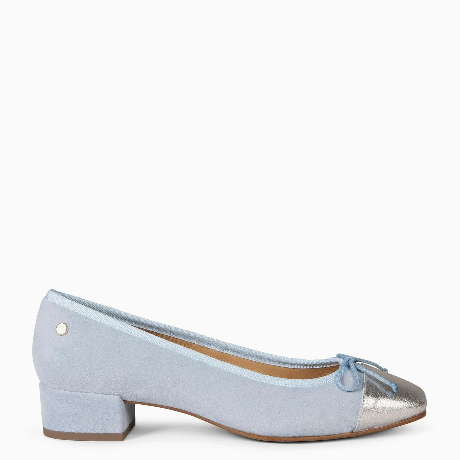 miMaO. Bailarinas con tacón para Mujer en Piel. Plantilla de Gel