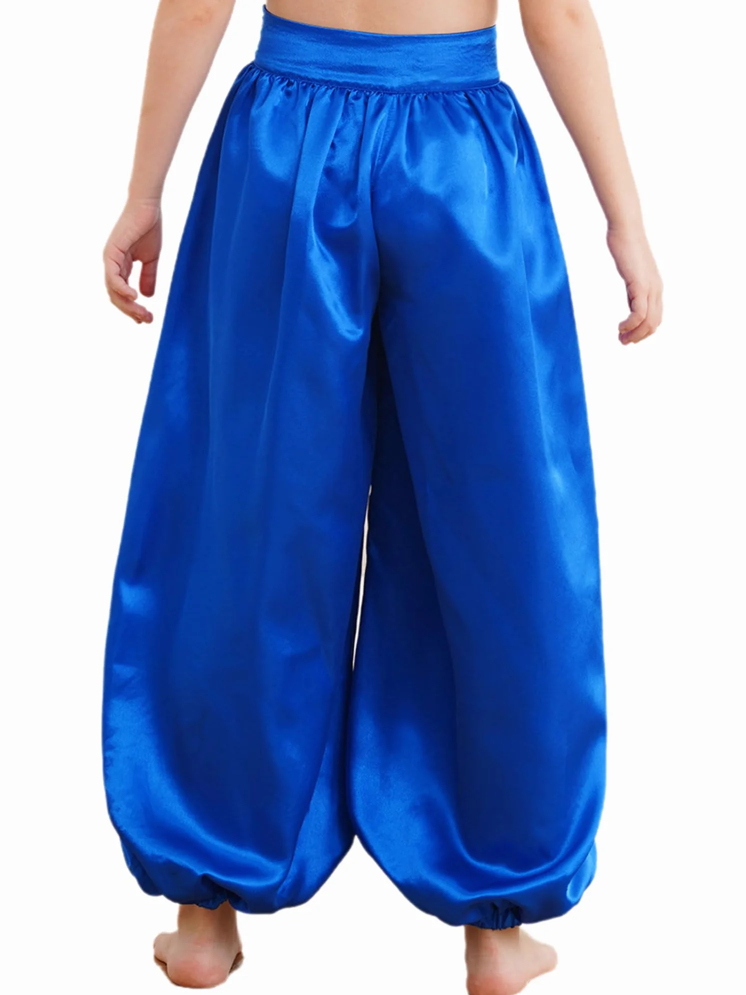 Pantalones De Danza del Vientre para Niñas Freebily Bombachos Satén Pierna Ancha Yoga Fitness