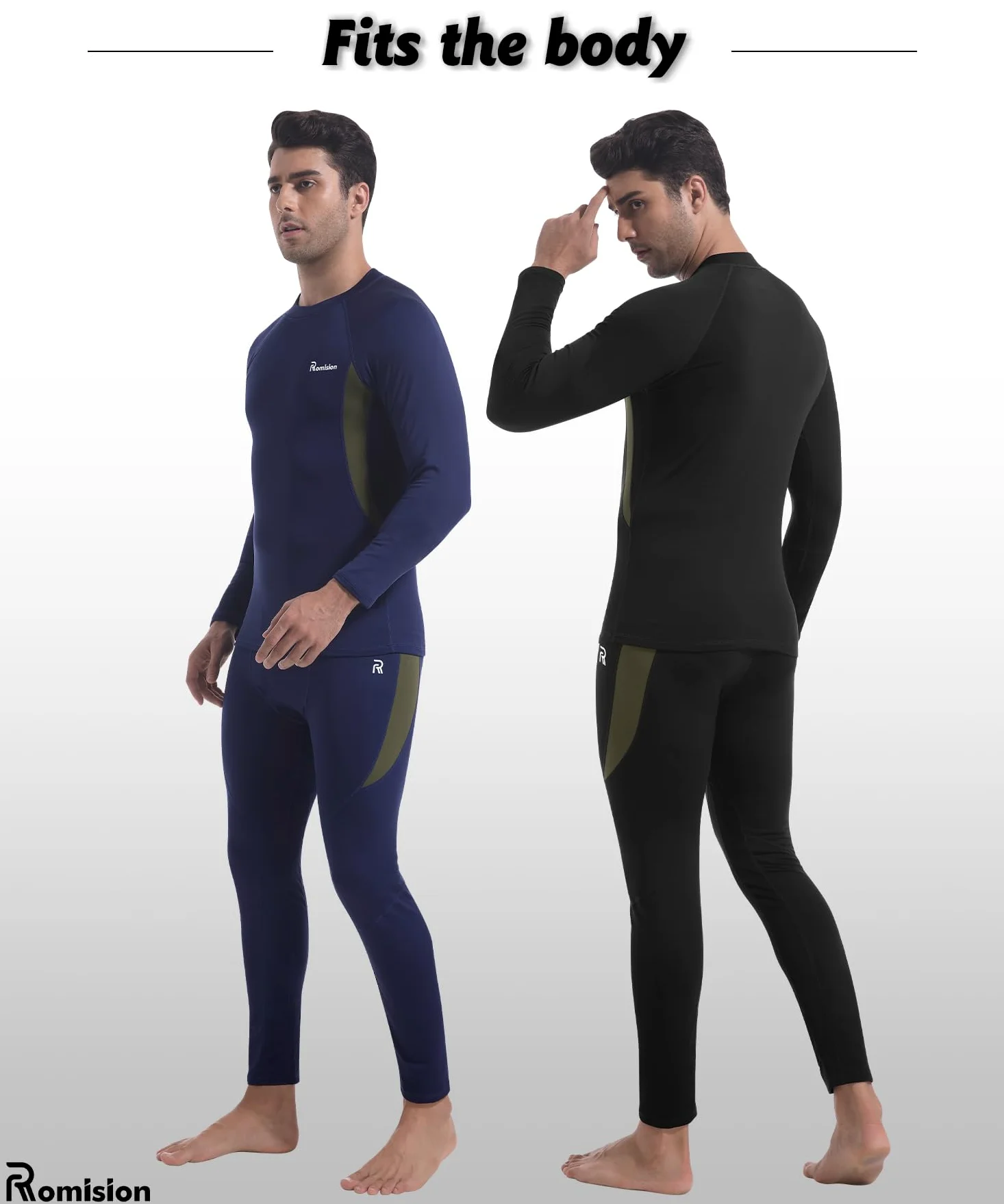 romision Ropa Interior térmica para Hombre, Ropa Interior Funcional, Forro Polar Interior, Ropa Interior de esquí, Conjunto de Ropa Interior térmica Suave