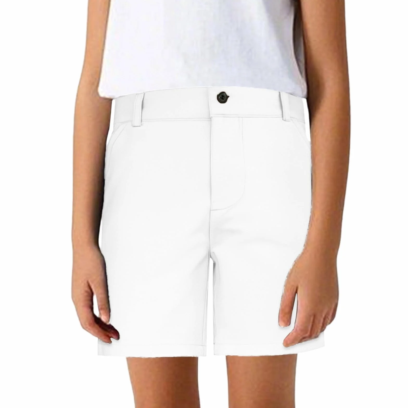 Pantalones Cortos de Verano para niño, de Talla Mediana, en Color Liso, clásicos, versátiles, Informales y Formales, para el Rendimiento Escolar, de Longitud Media de Cinco Pulgadas.