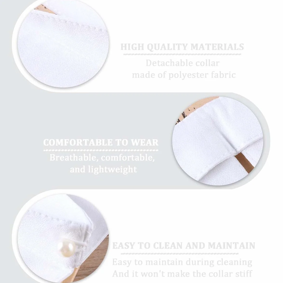 LEEQ Falso Cuello Desmontable para Mujer 2PCS Blanco/Negro Accesorios de Ropa