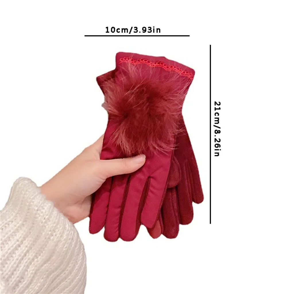 Guantes de invierno para mujer, con pantalla táctil y terciopelo para ciclismo, guantes de conducción de ciclismo al aire libre, guantes de algodón para exteriores (color: A)