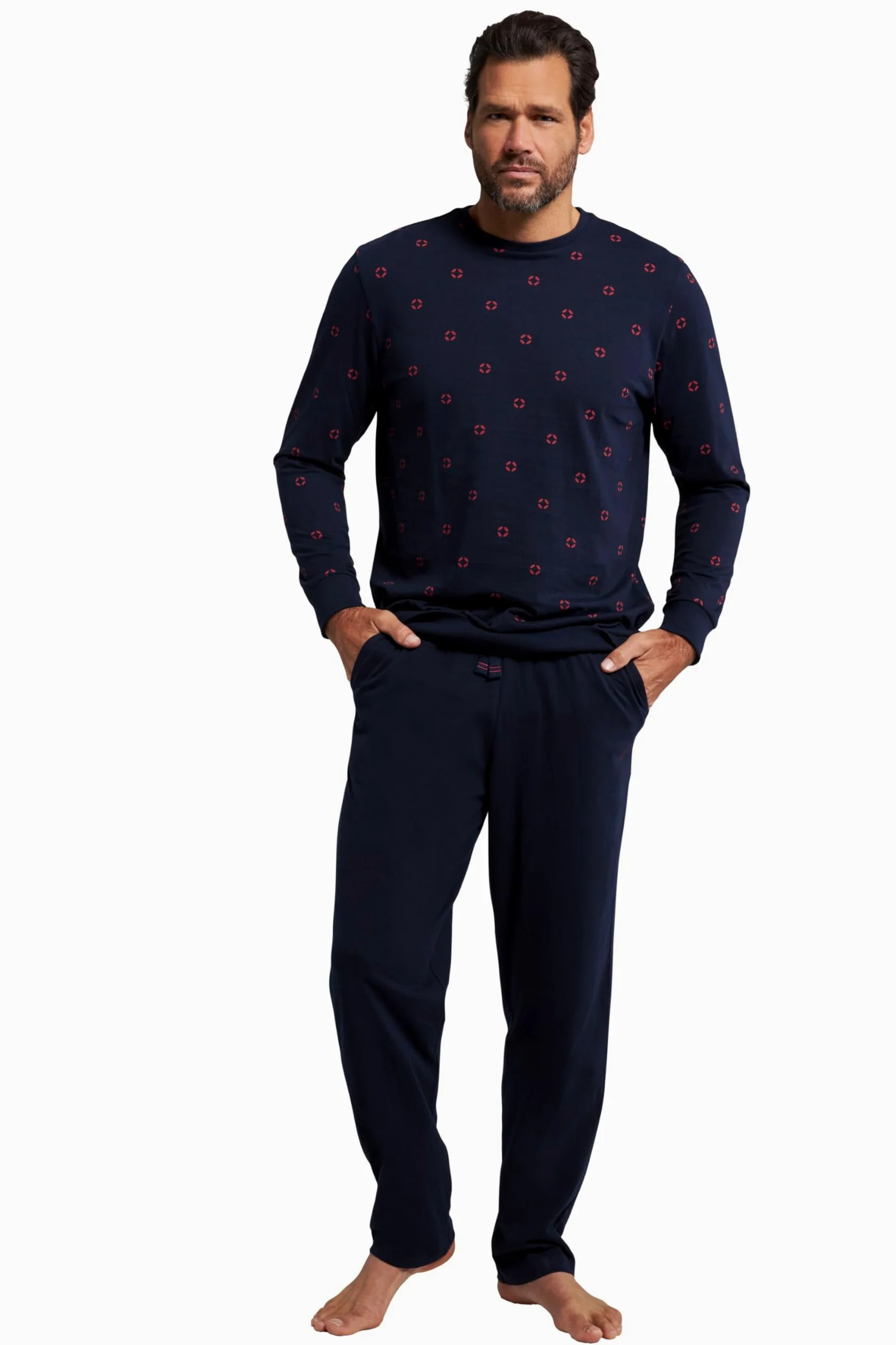 JP 1880 Pijama por Debajo del Vientre, Dos Piezas, Manga Larga, Parte Inferior elástica, pantalón Largo, hasta la 8 XL 800342
