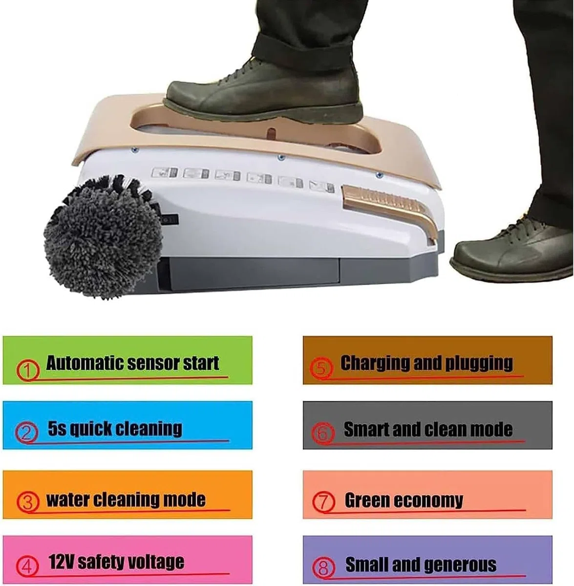 Máquina de limpieza de suela de zapatos, cepillo raspador de zapatos autolimpiante para uso al aire libre, familias, negocios, hoteles