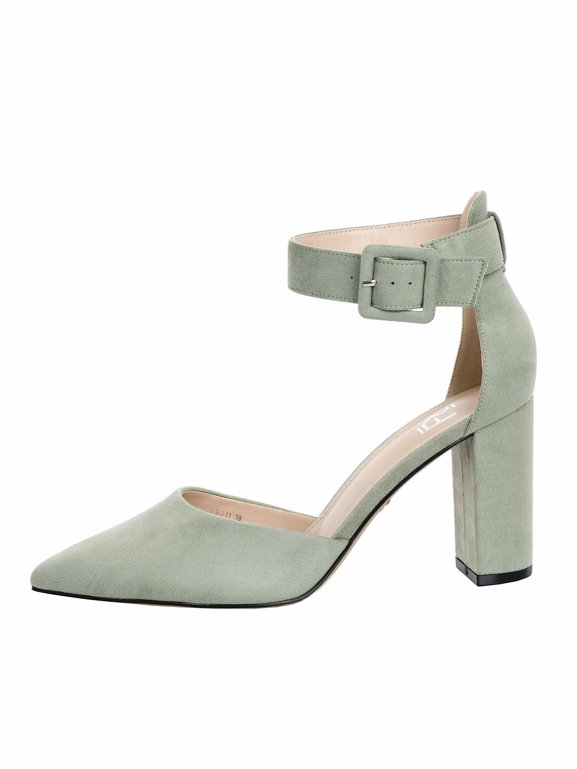 Tacones, 8.5 cm Tacón Bloque, Zapatos con Trasera, 8.5 cm Tacón Bloque, Blanco/Beige/Negro/Rosa/Verde/Gris/Rojo, Cuero sintético/Ante sintética, Zapatos Destalonados, Slingbacks, 2062A