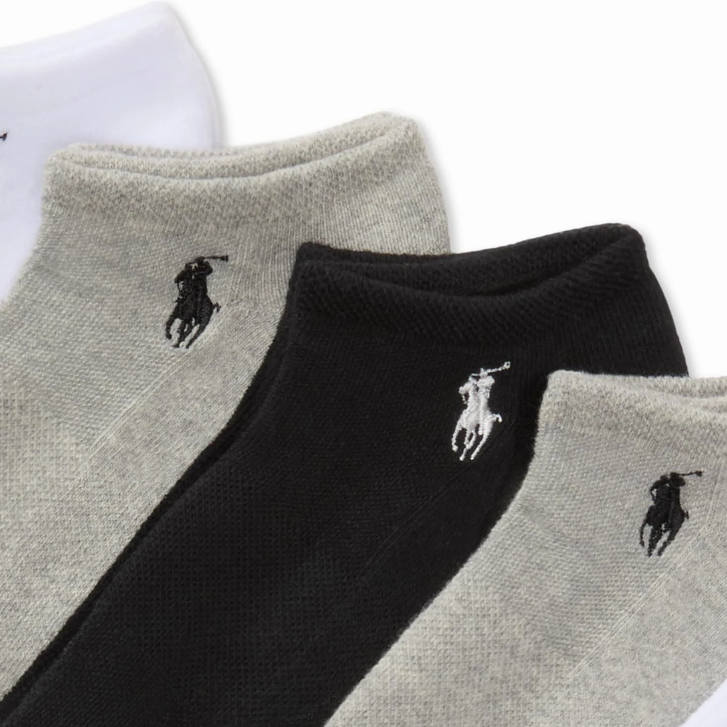 Polo Ralph Lauren Calcetines de algodón de corte bajo para mujer, paquete de 6 pares, malla transpirable y amortiguación deportiva, Gris variado, 4-10