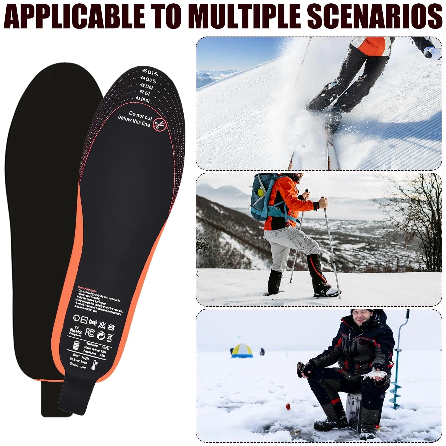 Plantillas Recargables USB, Plantillas Calefactables | 1 par de Plantillas | térmicas Recargables por USB para Invierno, Calentadores de pies para climas fríos, a Medida