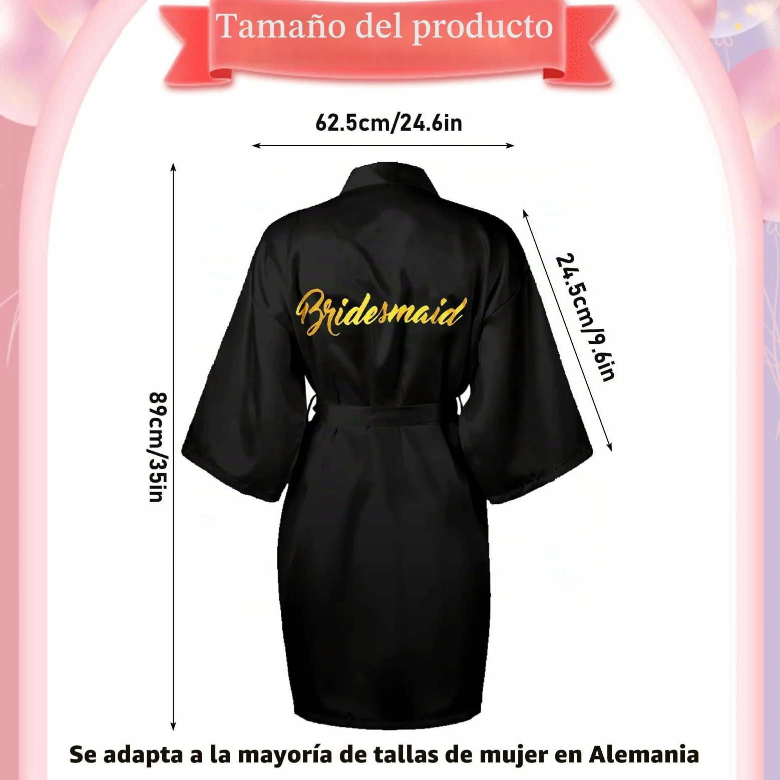 LYCN Albornoz de Novia de 6 Piezas para Mujer, Albornoz de Satén con Bordado Dorado para Novia y Dama de Honor, Regalo para Despedida de Soltera, Pijama para Fiesta en la Piscina (5 Blanco 1 Negro)