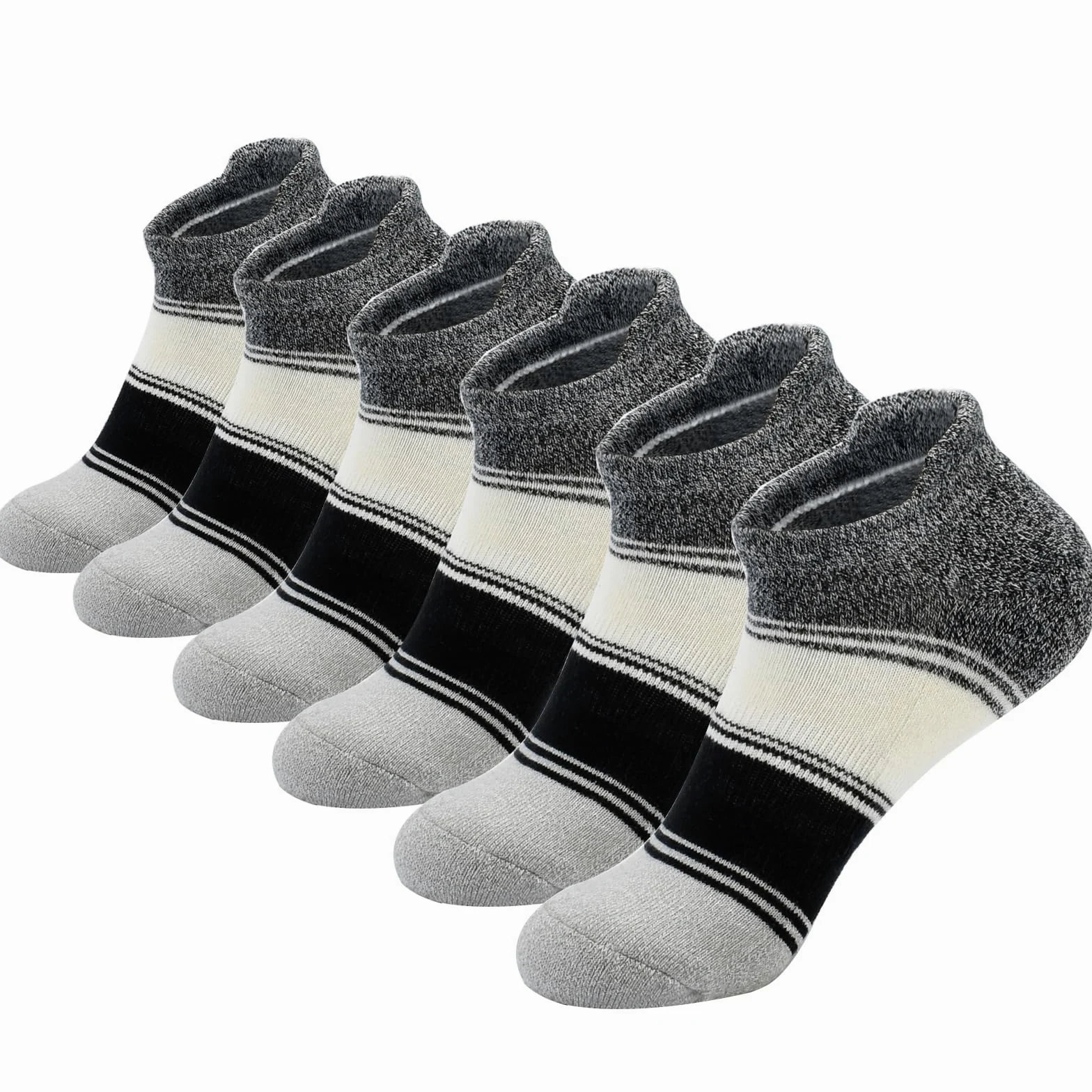Calcetines deportivos de algodón para mujer, de corte bajo, acolchados, transpirables, para correr, con lengüeta, de algodón, paquete de 6