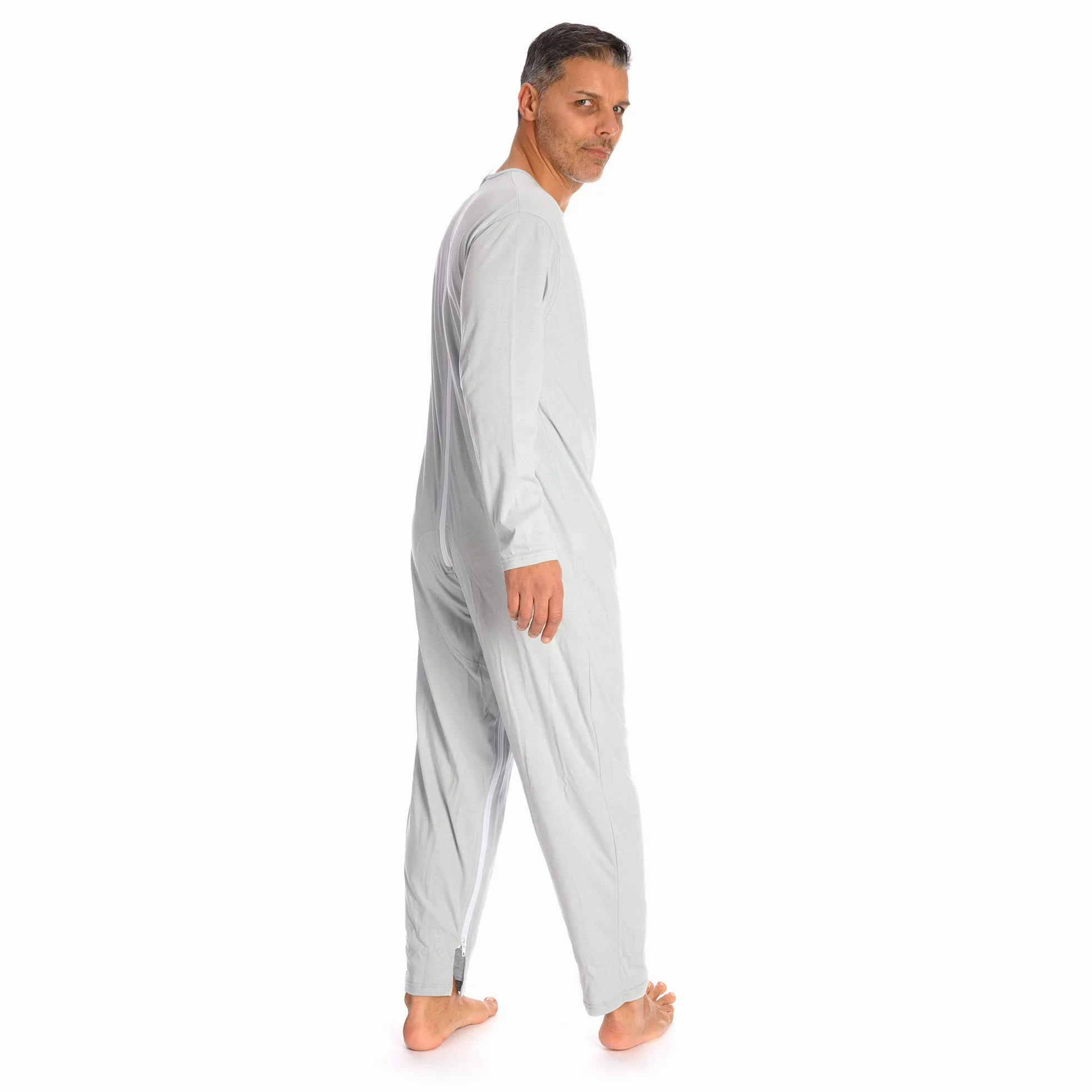 Pijama Antipañal Geriátrico Ideal Hombre en Fresco Algodón con 2 Cremalleras, Talla 3, Pack de 1