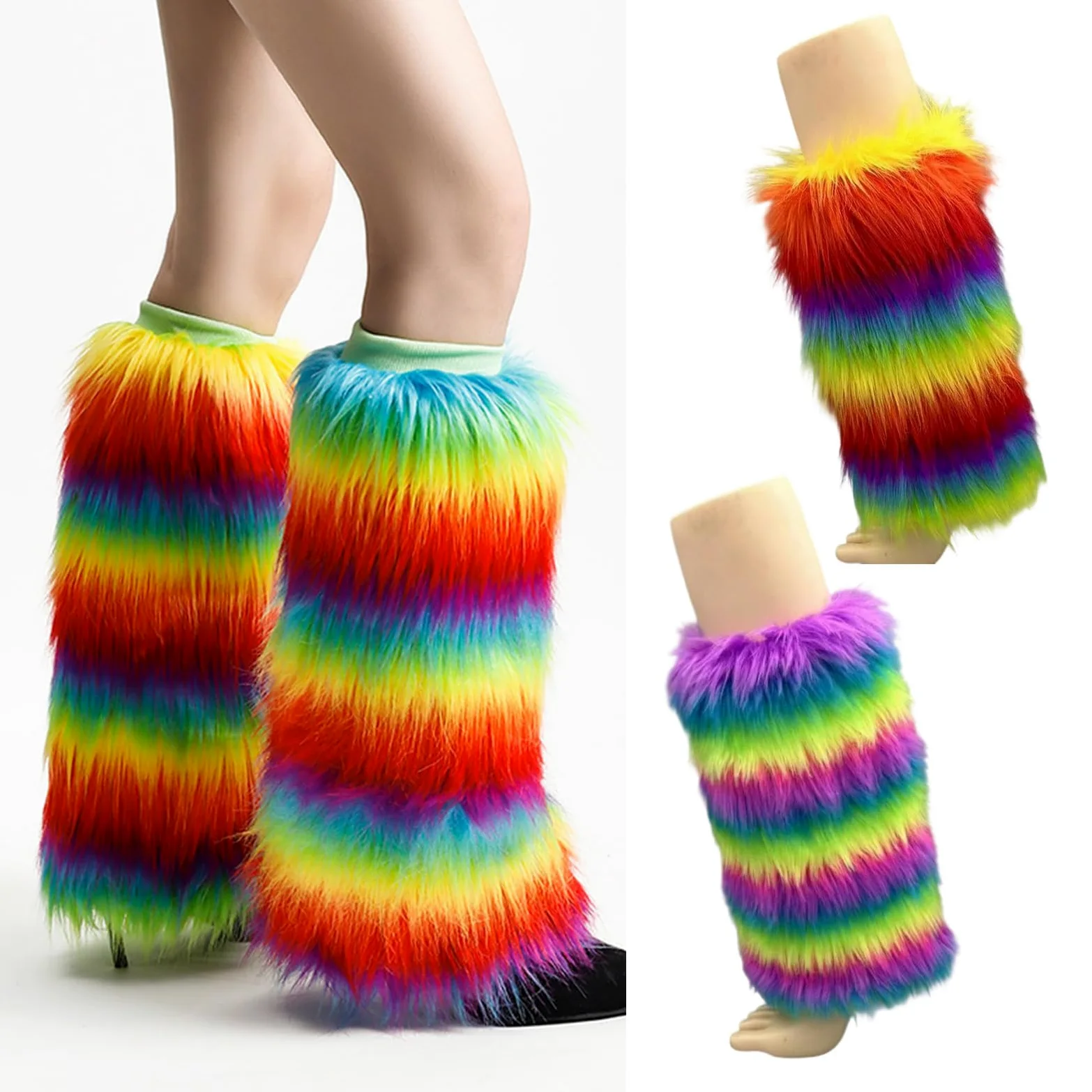 10 pares de puños de piel artificial para botas, tobilleras, calentadores de piernas para mujer, calcetines térmicos de invierno