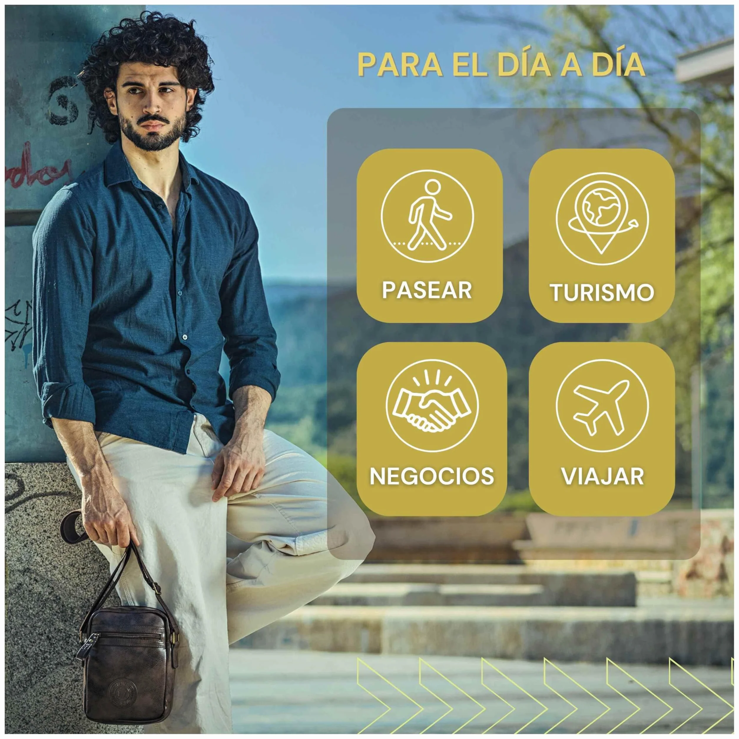 Coronel Tapioca - Bandoleras Hombre - Bolso Hombre - Bolso hombre bandolera - Bolso Bandolera hombre - Bandolera piel hombre para uso diario, casual, viaje o negocios