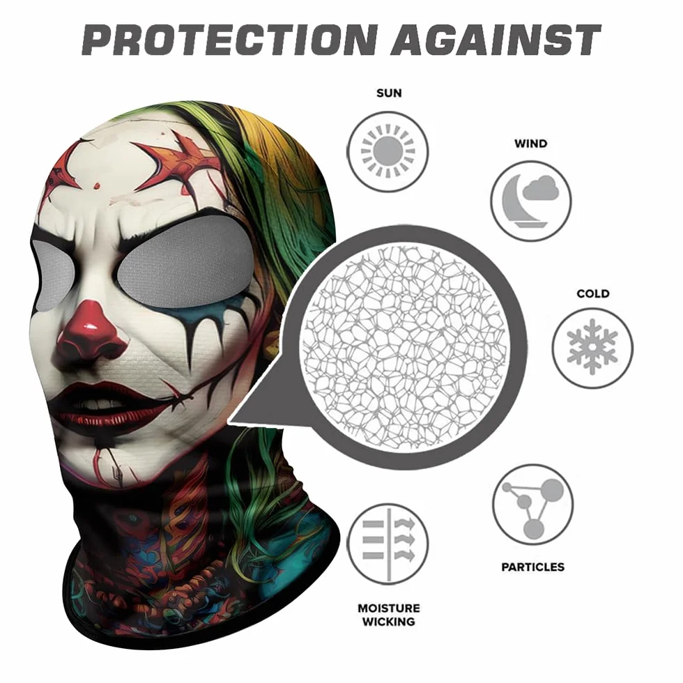 ShopINess Pasamontañas Dos Ojos 3D Calavera Mujer para Moto Deporte Fiestas Halloween y Carnaval con Dos Agujeros para los Ojos Calavera