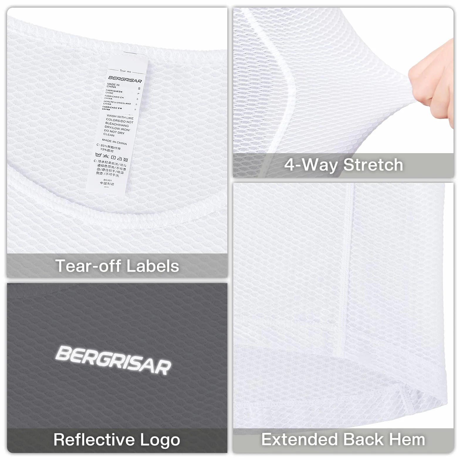 BERGRISAR Camiseta Interior de Ciclismo Sin Mangas Hombre Malla Transpirable MTB Running Gimnasio