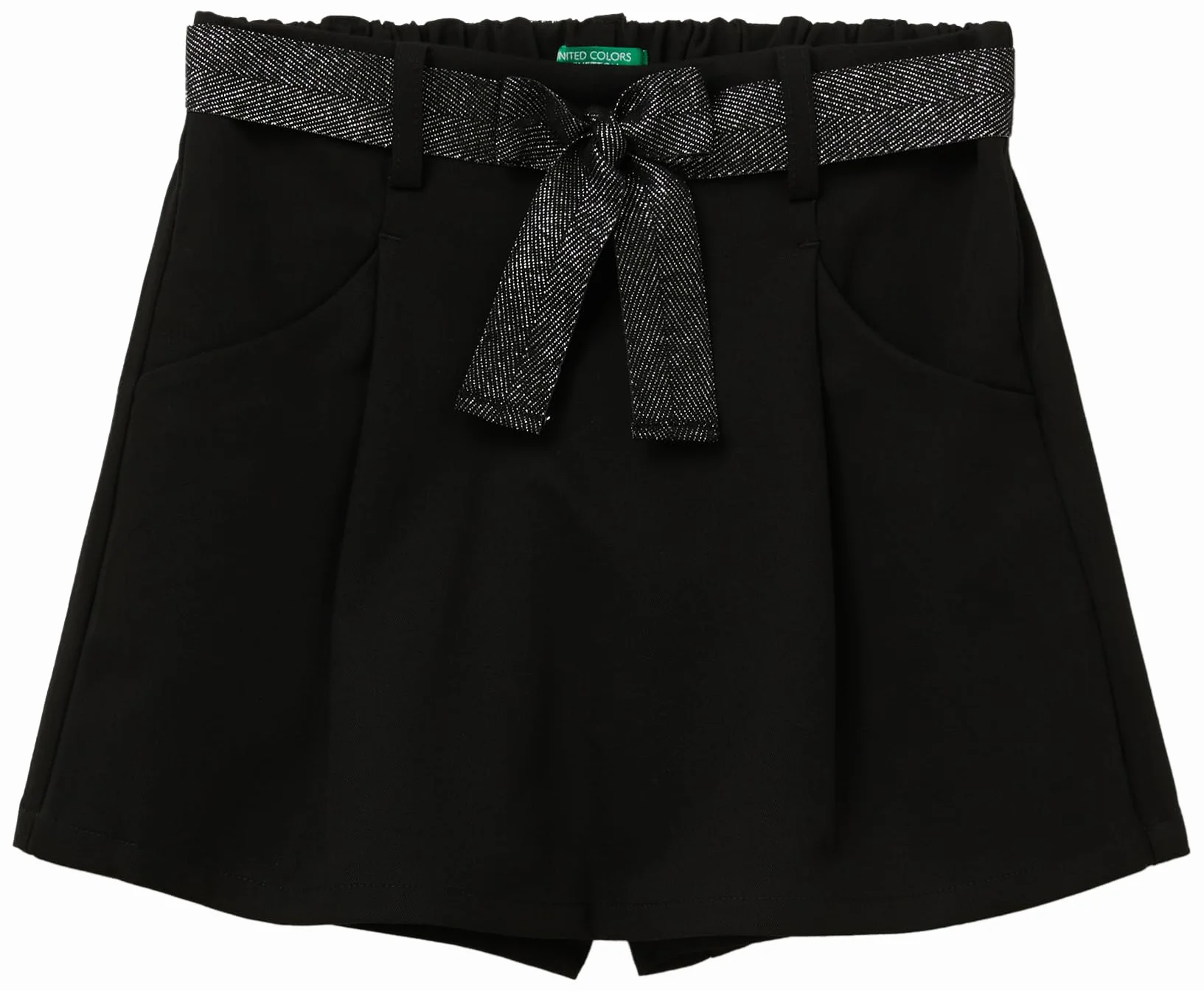 United Colors of Benetton Short + Cinturón, Negro, 120 cm