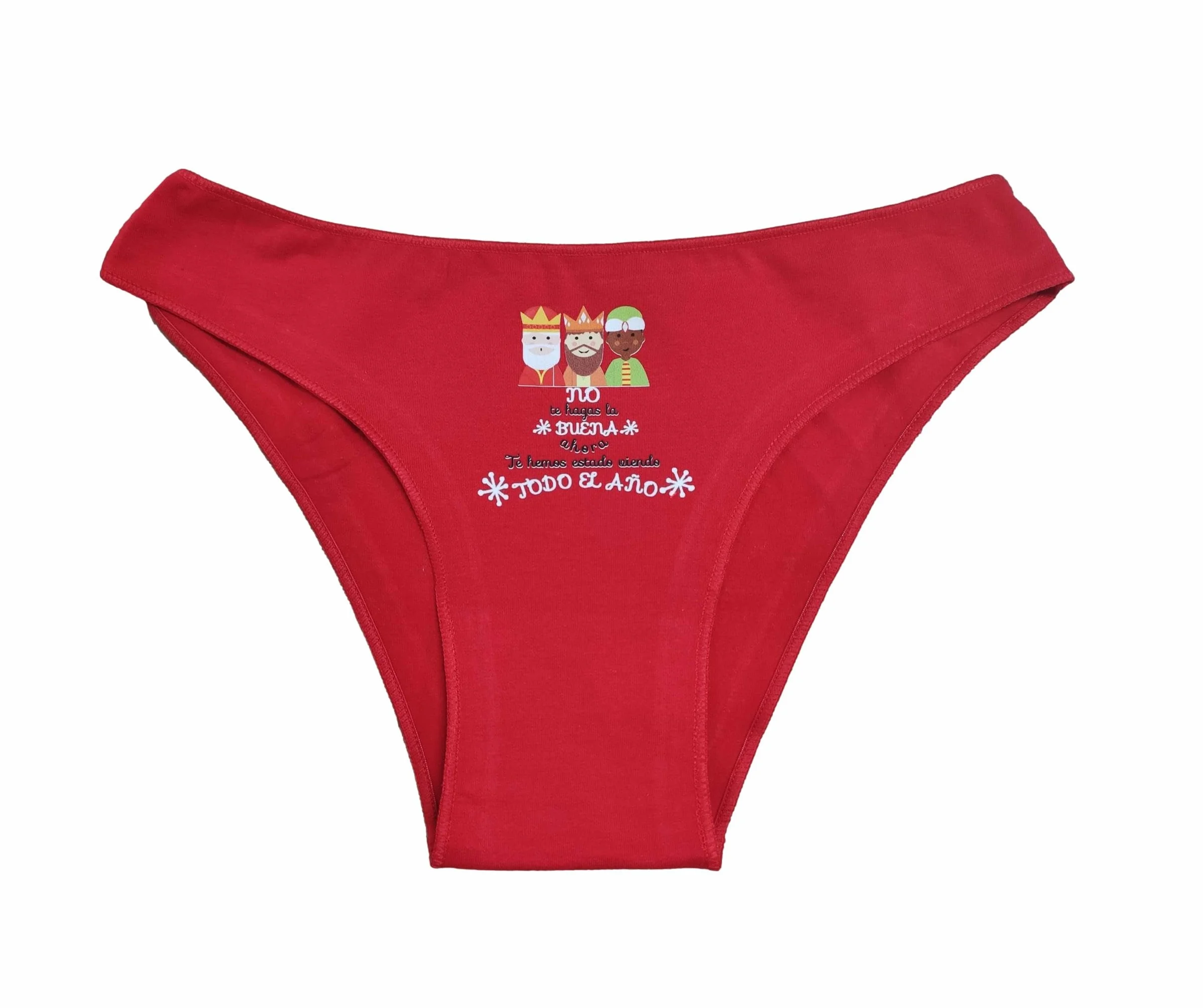 Braguita Mujer Navideña Reyes Magos No te Hagas la Buena Ahora Bragas Rojas Talla L-XL