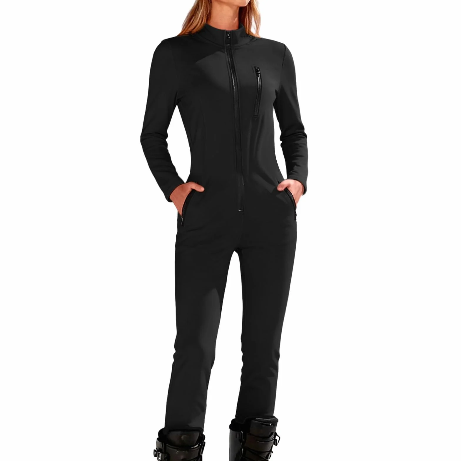 Traje De Nieve Mujer Impermeable Negro Regular Fit Largo Jogger Deportiva Invierno