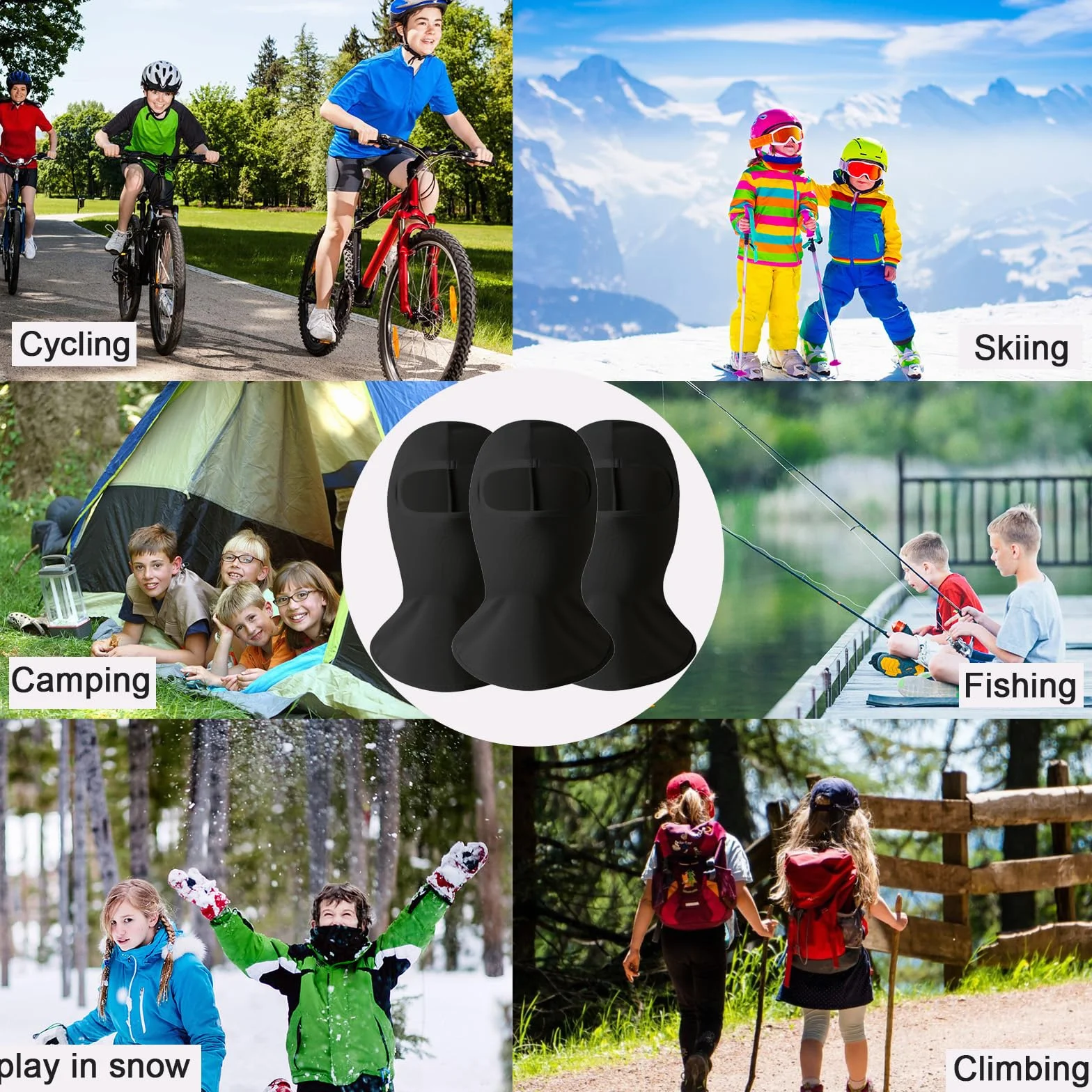 Pasamontañas térmico niños 3 piezas multifuncional prueba viento ajustable esquí ciclismo