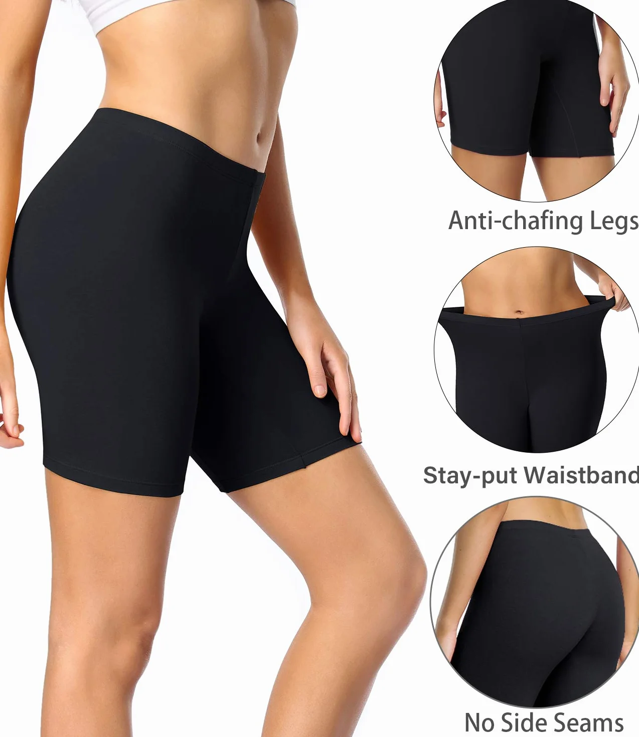 Wirarpa Leggings Cortos Boxer Mujer Algodón Shorts Pack de 4 Tamaño S-5XL