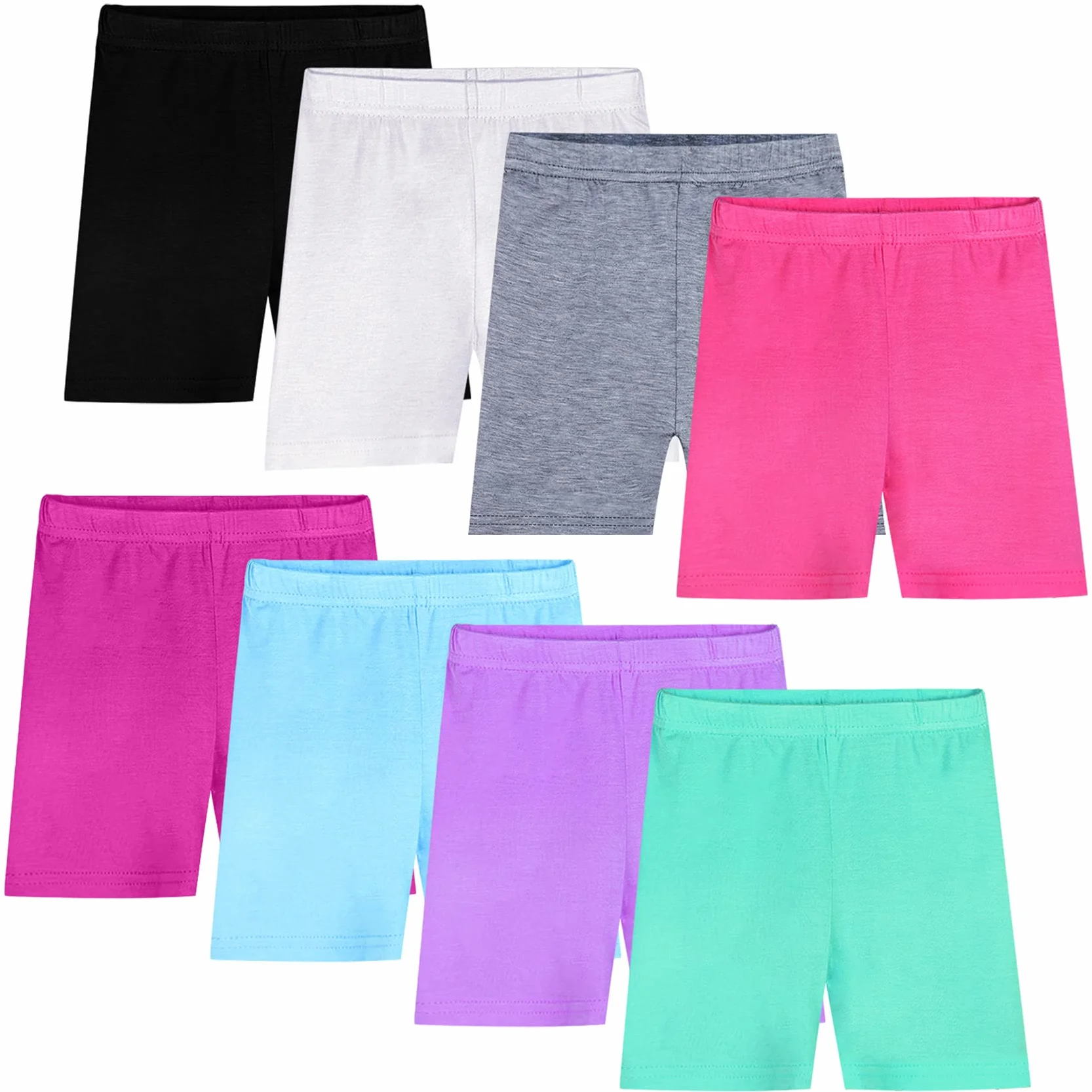 Auranso Leggings Cortos Niñas Pantalón Shorts Deportiva Mallas 2-10 Años,Pack De 8
