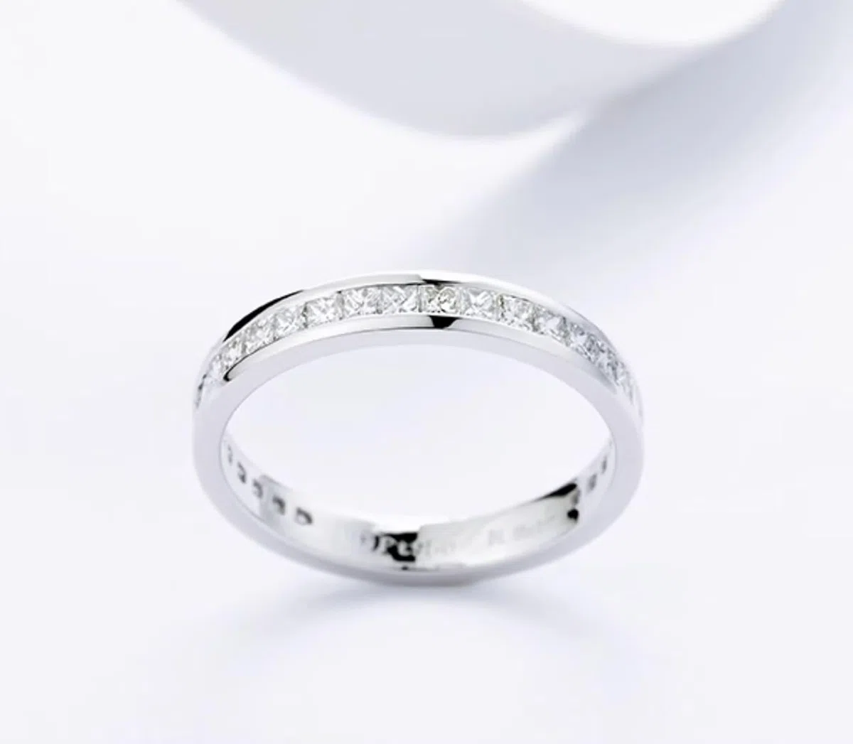 Juego de anillos de plata, anillos de aniversario para mujer con diamantes creados en laboratorio en forma de princesa, oro blanco