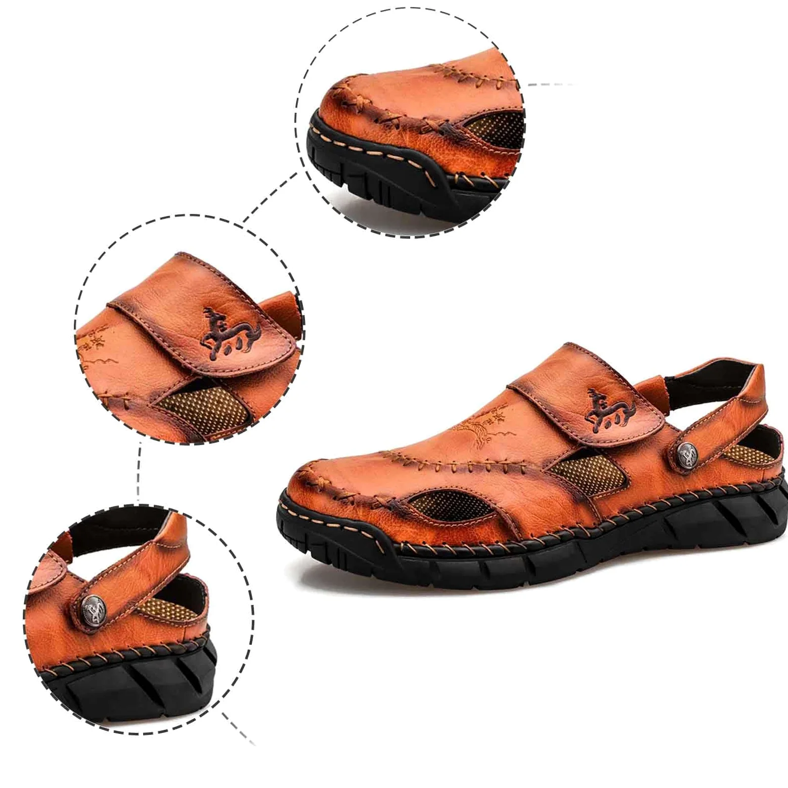 Genérico Sandalias De Verano Hombre Cerradas - Sandalias Transpirables Sin Cordones para Hombre para Caminar De Forma Informal En La Playa CóModas Ligeras Y Planas Calzado De Verano para Exteriores