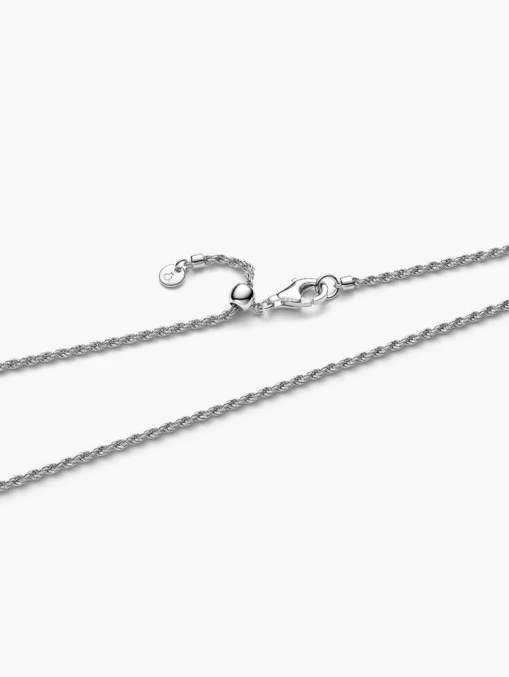 Cadena de cuerda de plata esterlina y cierre deslizante